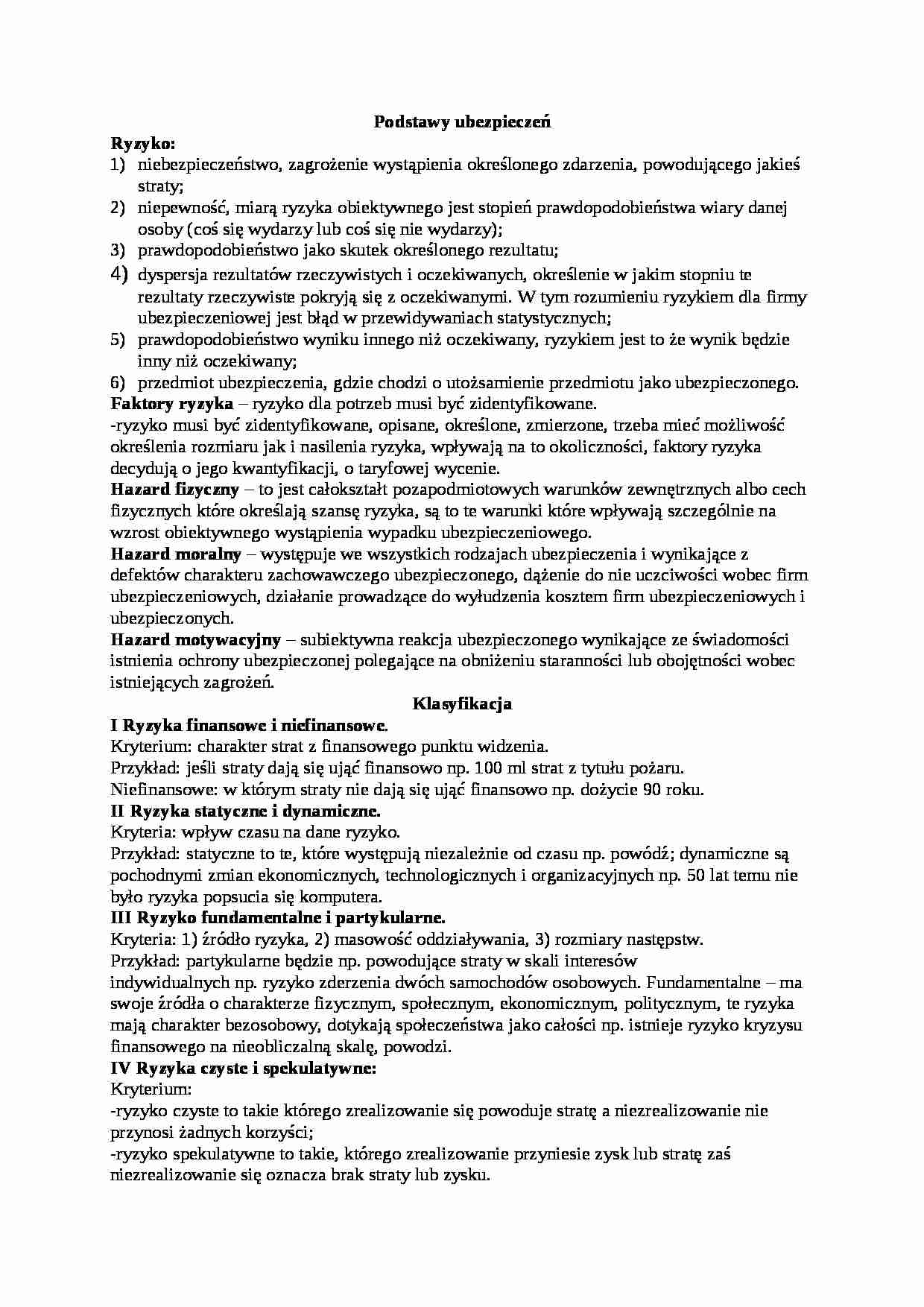 Podstawy ubezpieczeń - strona 1