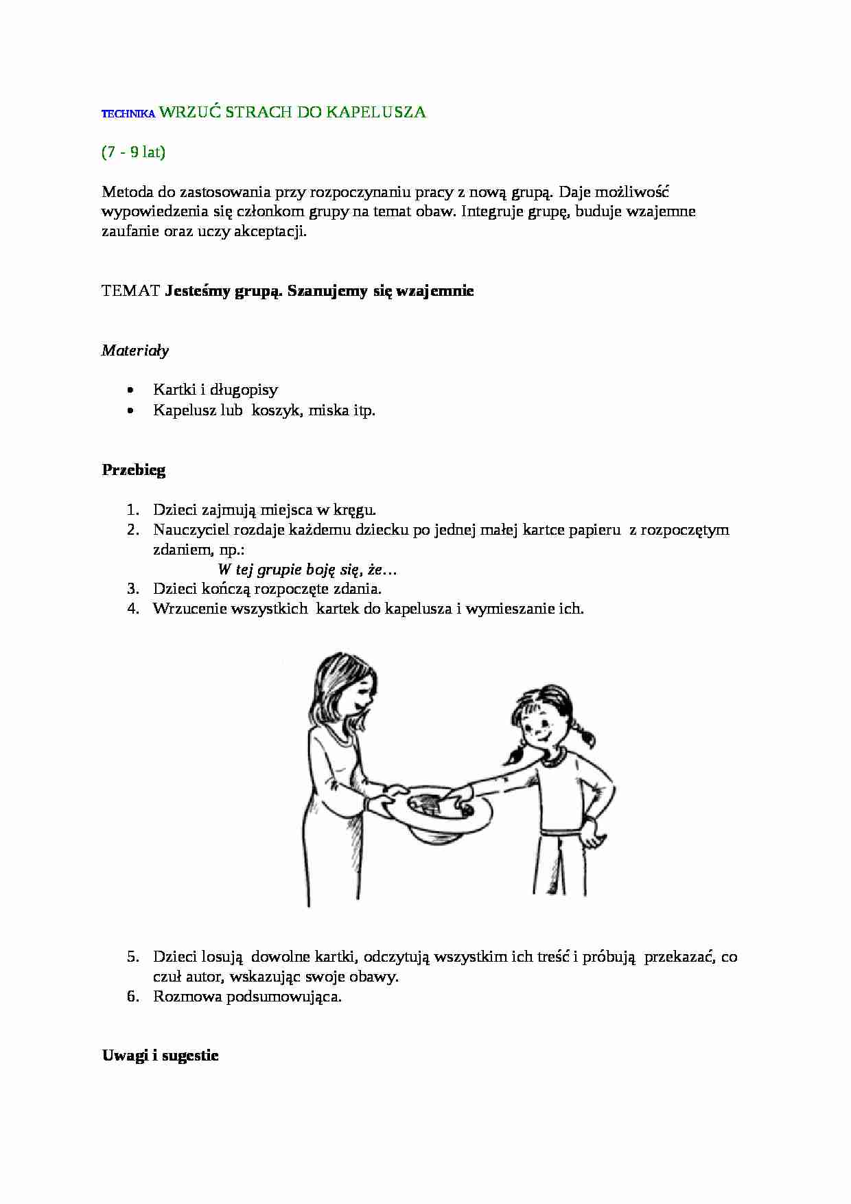 Nauczanie - technika wrzuć strach do kapelusza - strona 1