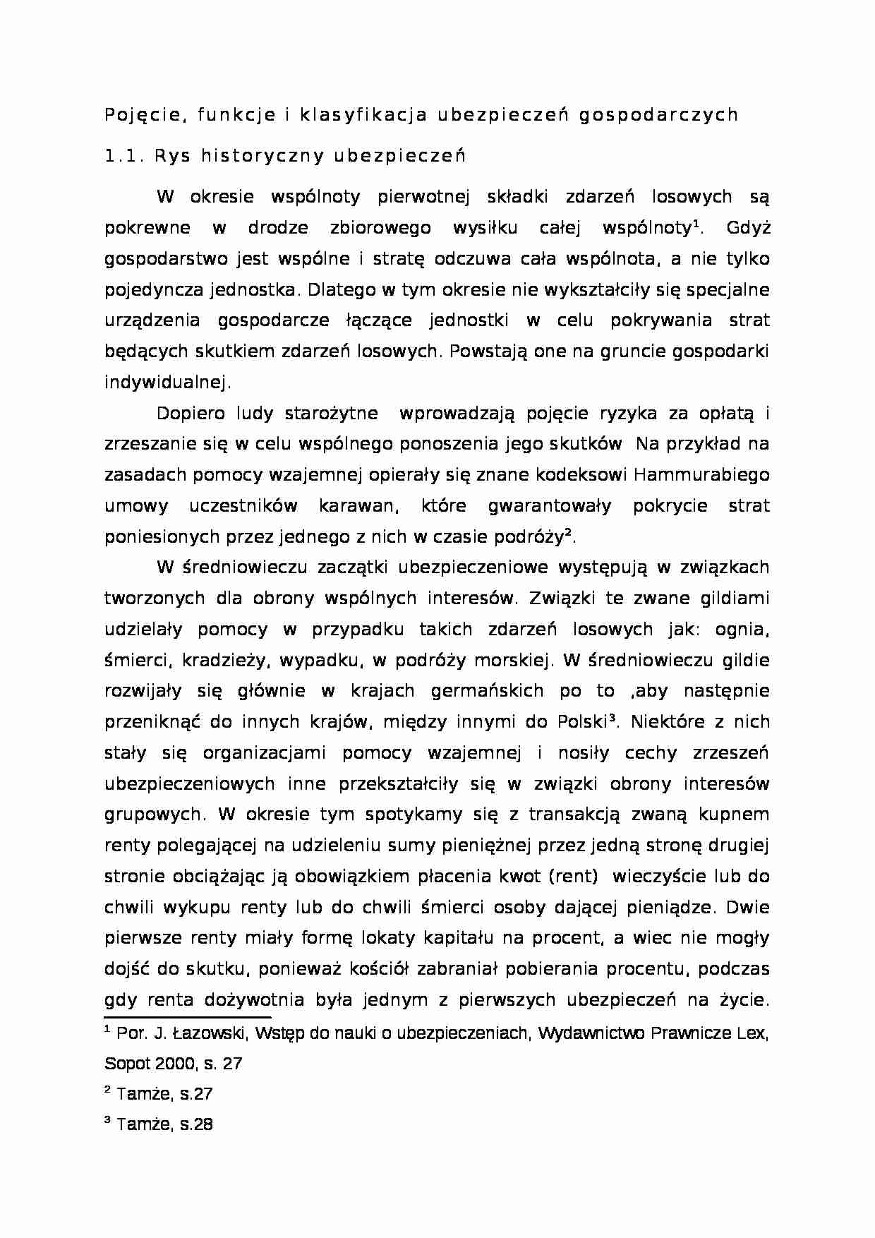 Pojęcie i klasyfikacja ubezpieczeń gospodarczych - strona 1