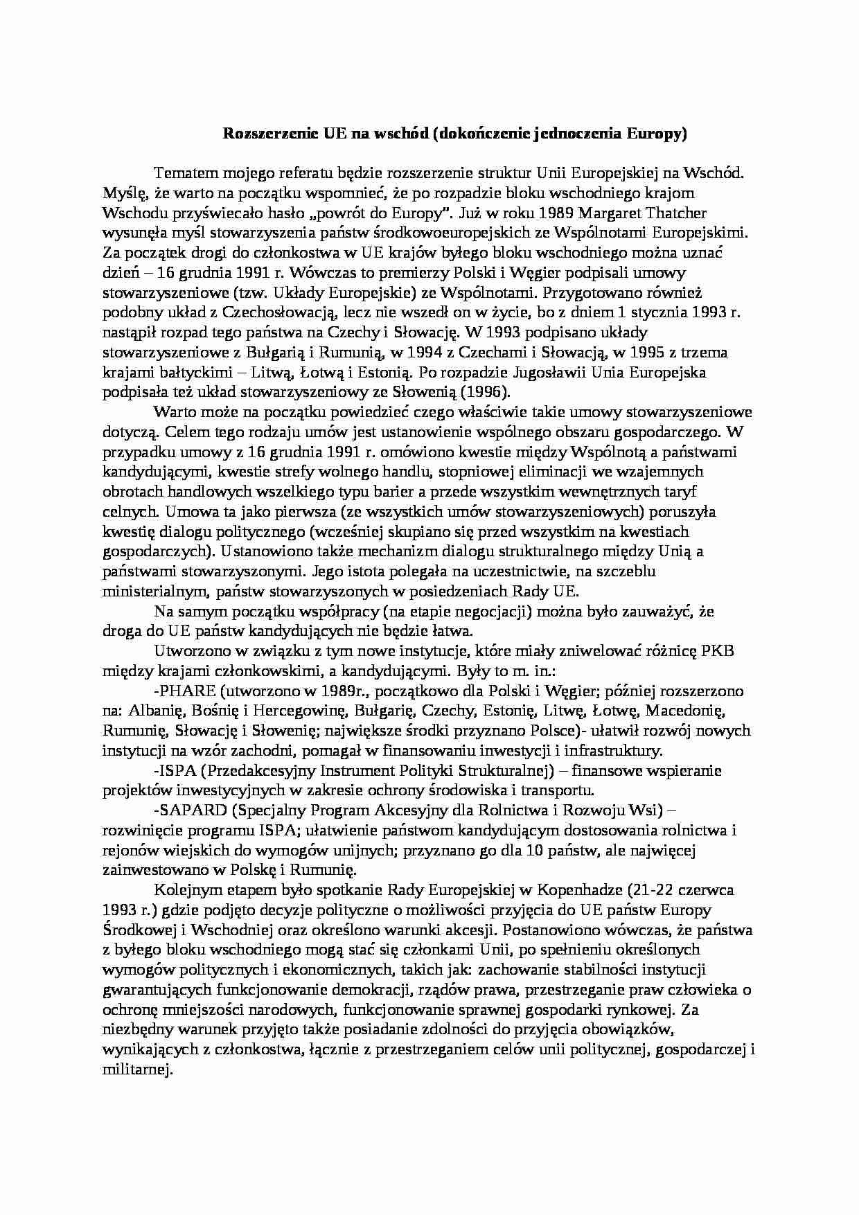 Rozszerzenie Unii Europejskiej na wschód  - strona 1