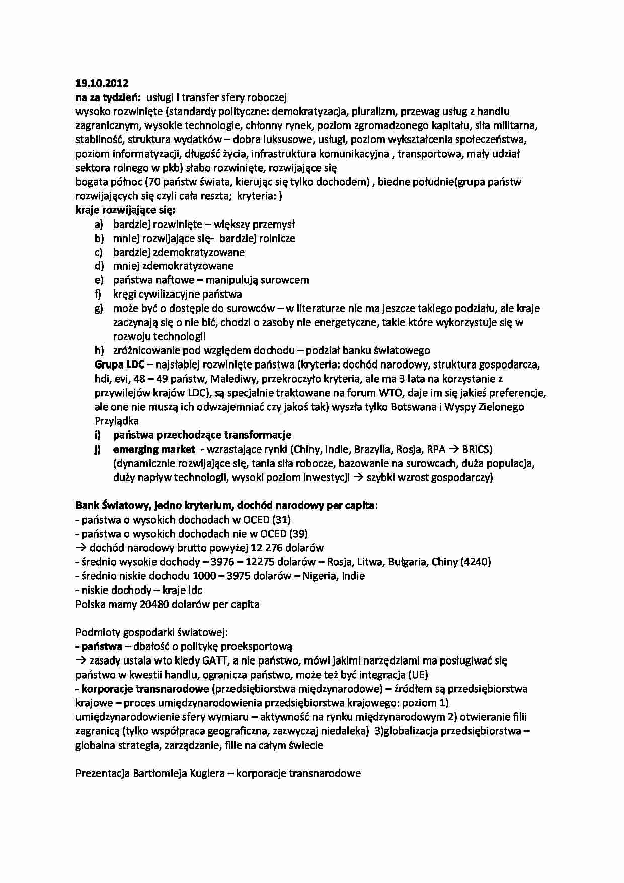stosunki gospodarcze - ćwiczenia 19.10.2012 - strona 1