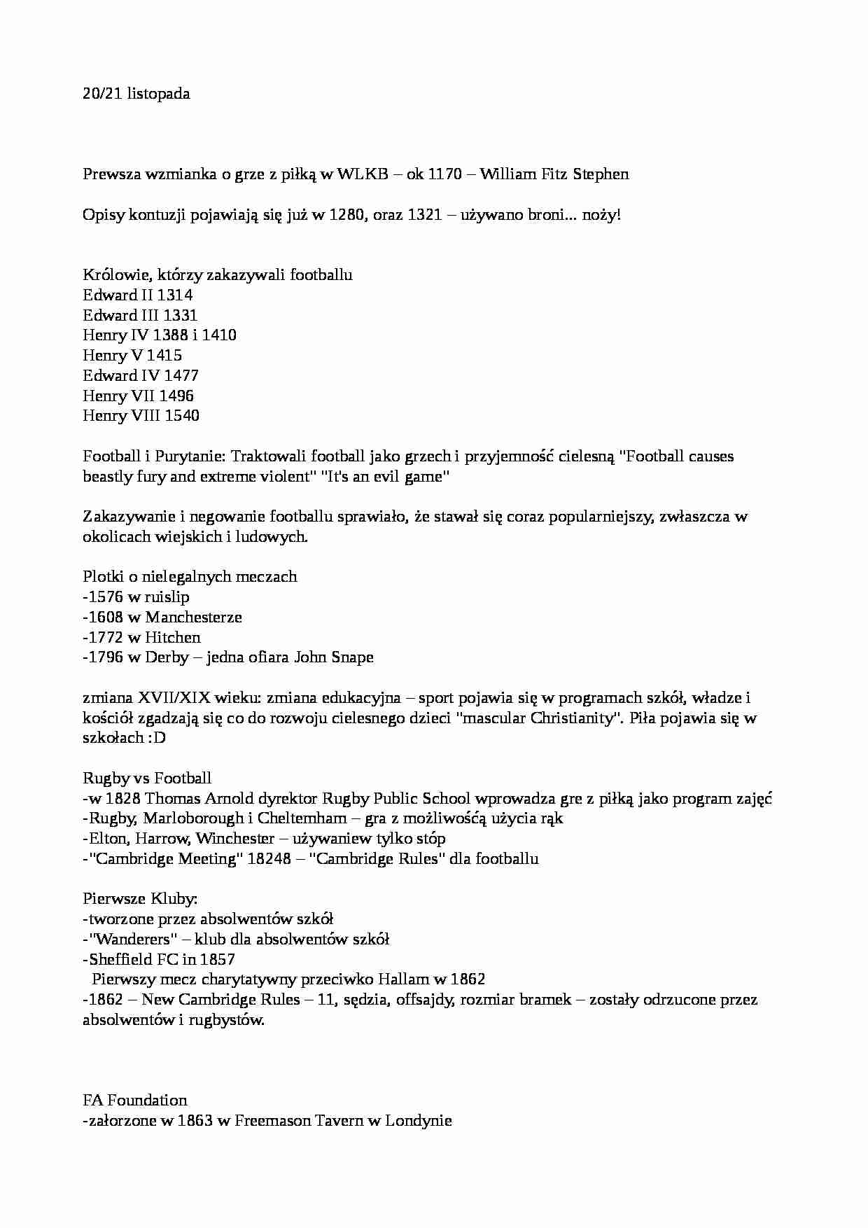 Początki footballu wykład 17/24.10.2011 - strona 1