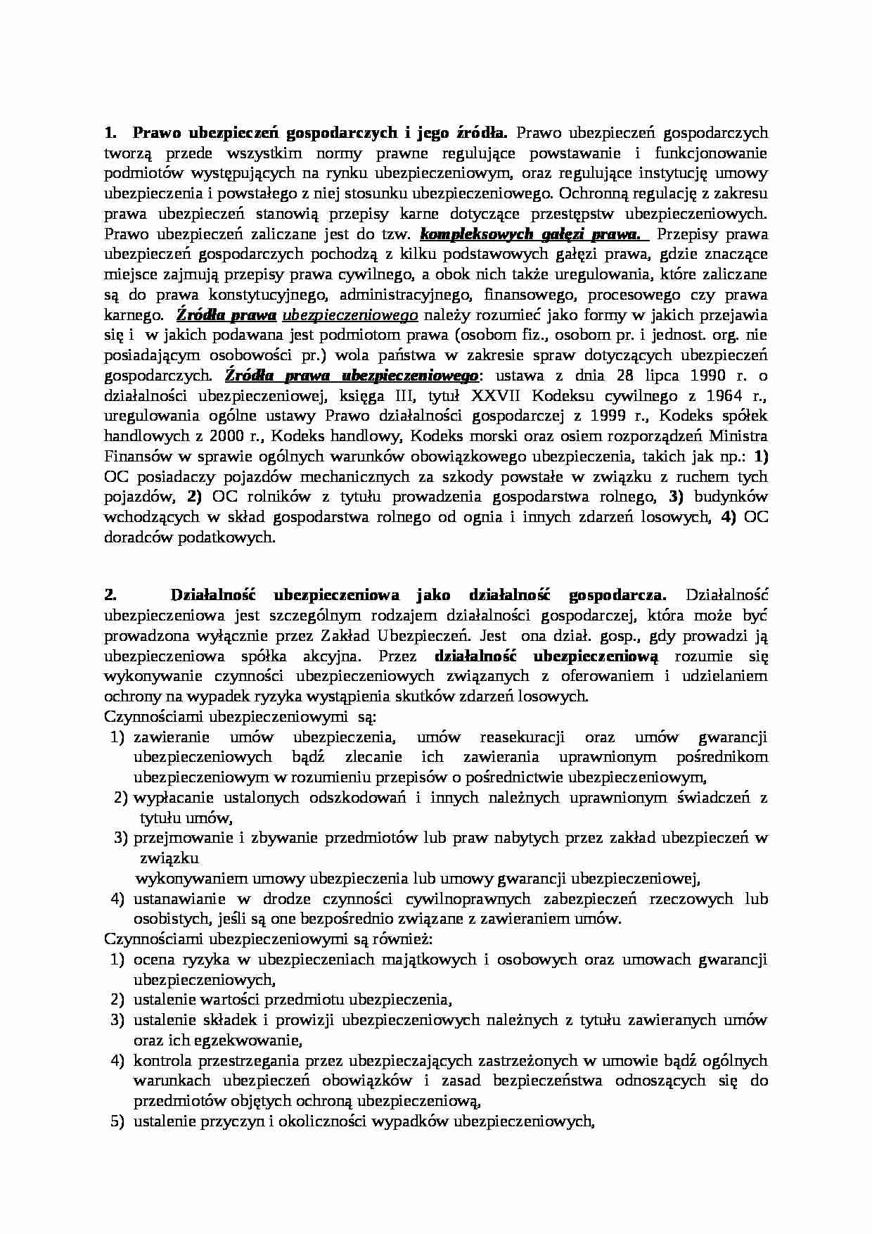 Ubezpieczenia społeczne i gospodarcze - zagadnienia - strona 1