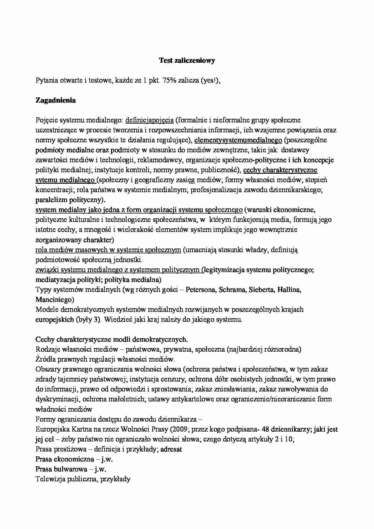 System medialny - test zaliczeniowy - strona 1