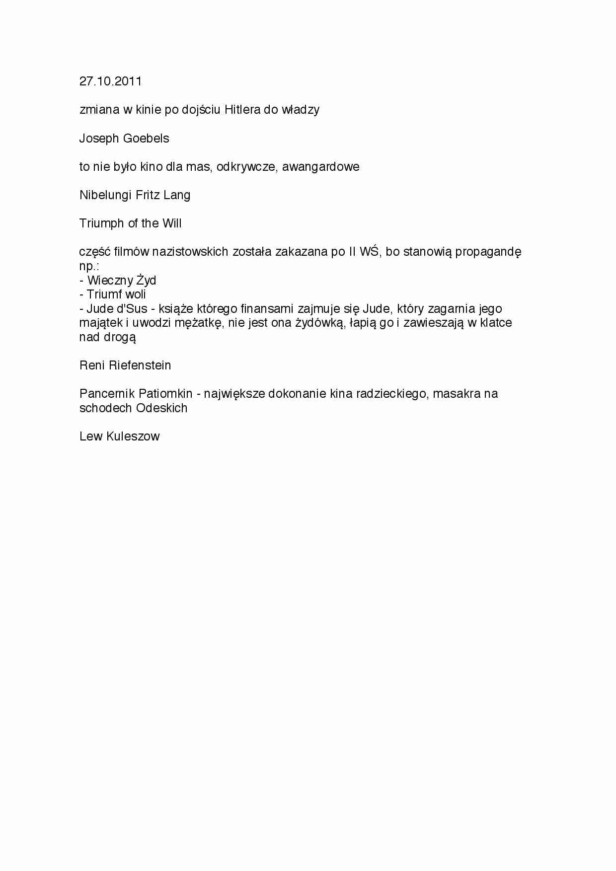 Zmiany w kinie po dojściu Hitlera do władzy - strona 1