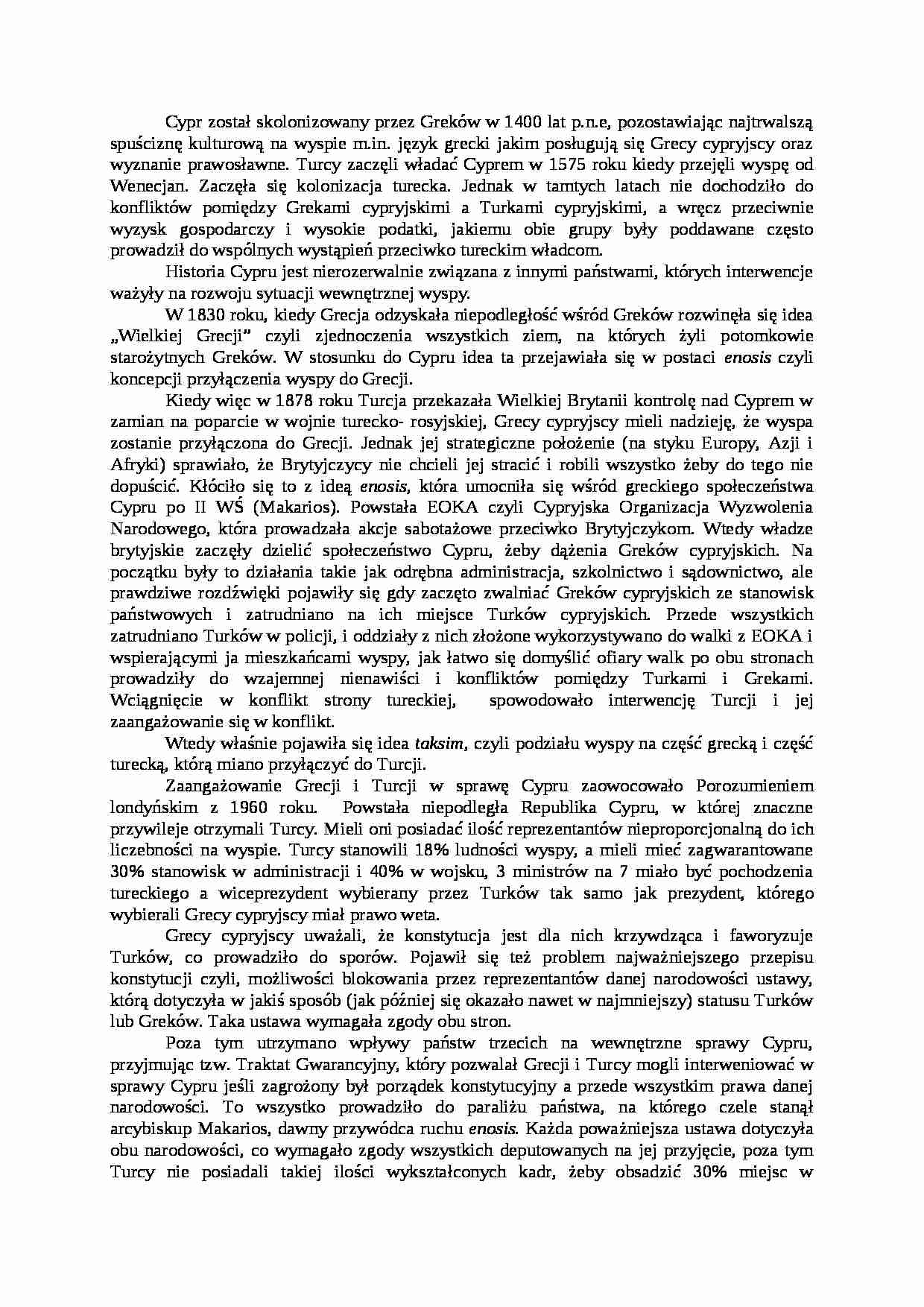 Cypr - omówienie, zagadnienia, skutki działan z 75r. - strona 1