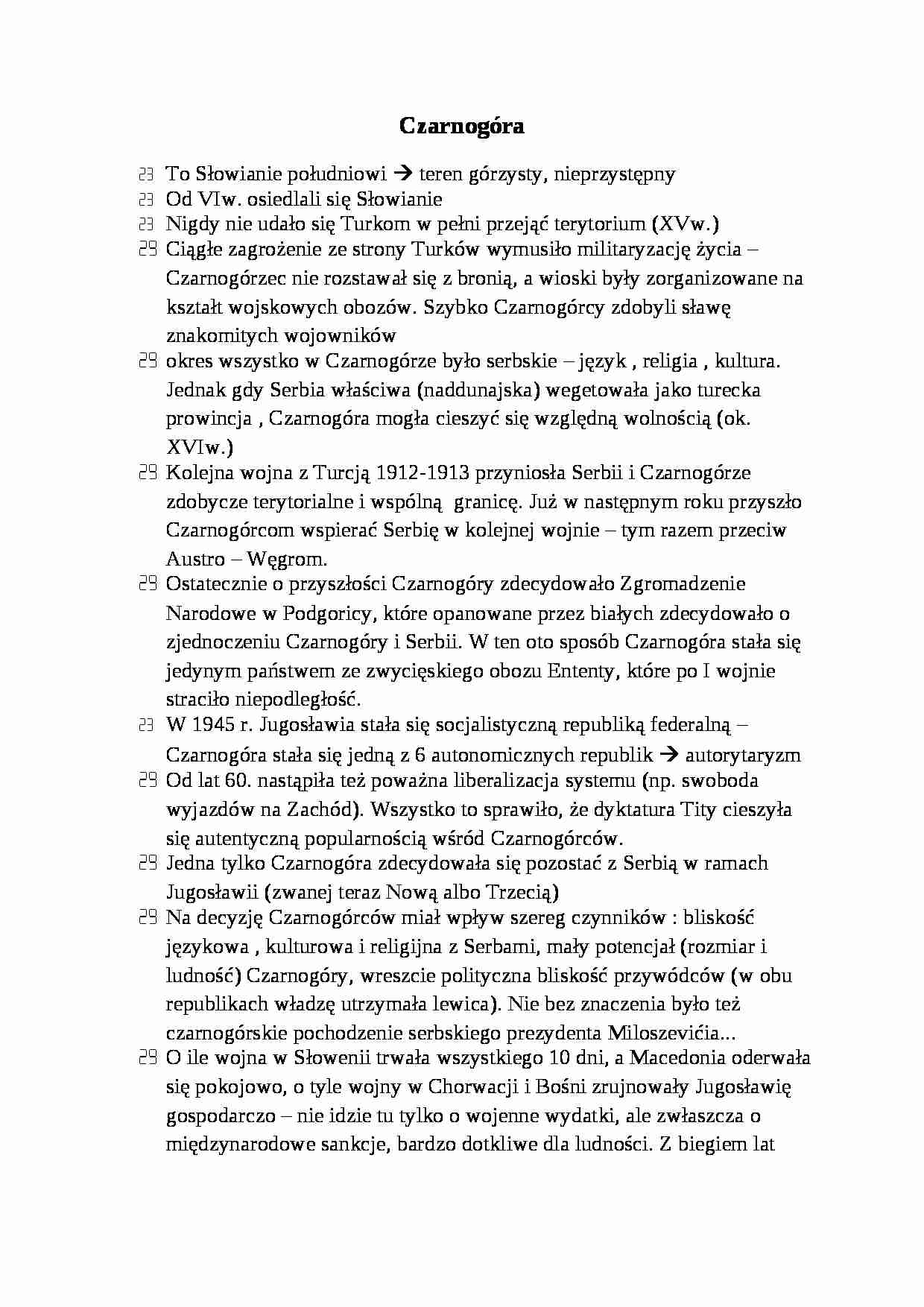 Czarnogóra - omówienie, historia - strona 1