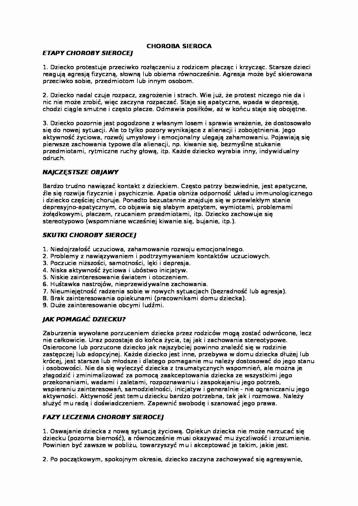 Choroba sieroca - omówienie - strona 1