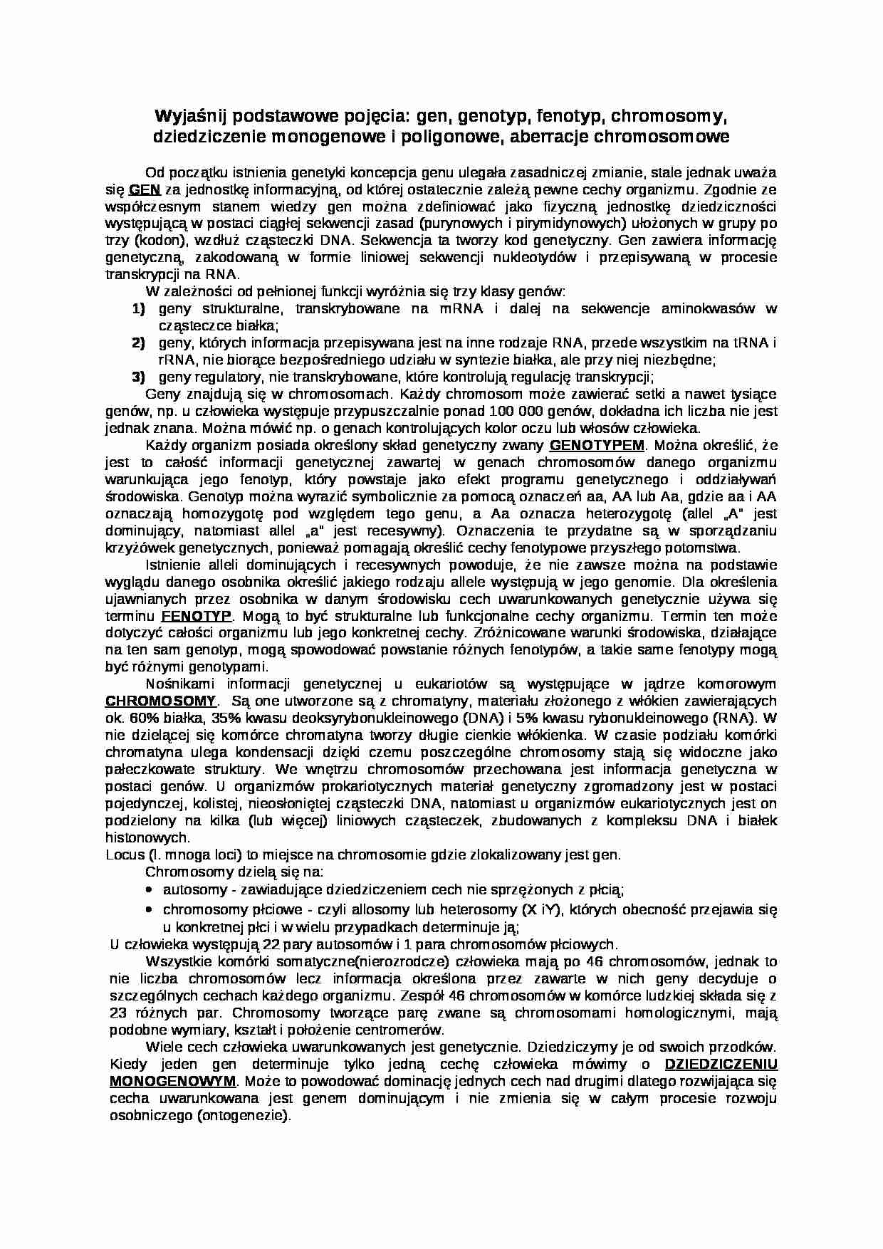 Genetyka - omówienie definicji i zagadnień - strona 1