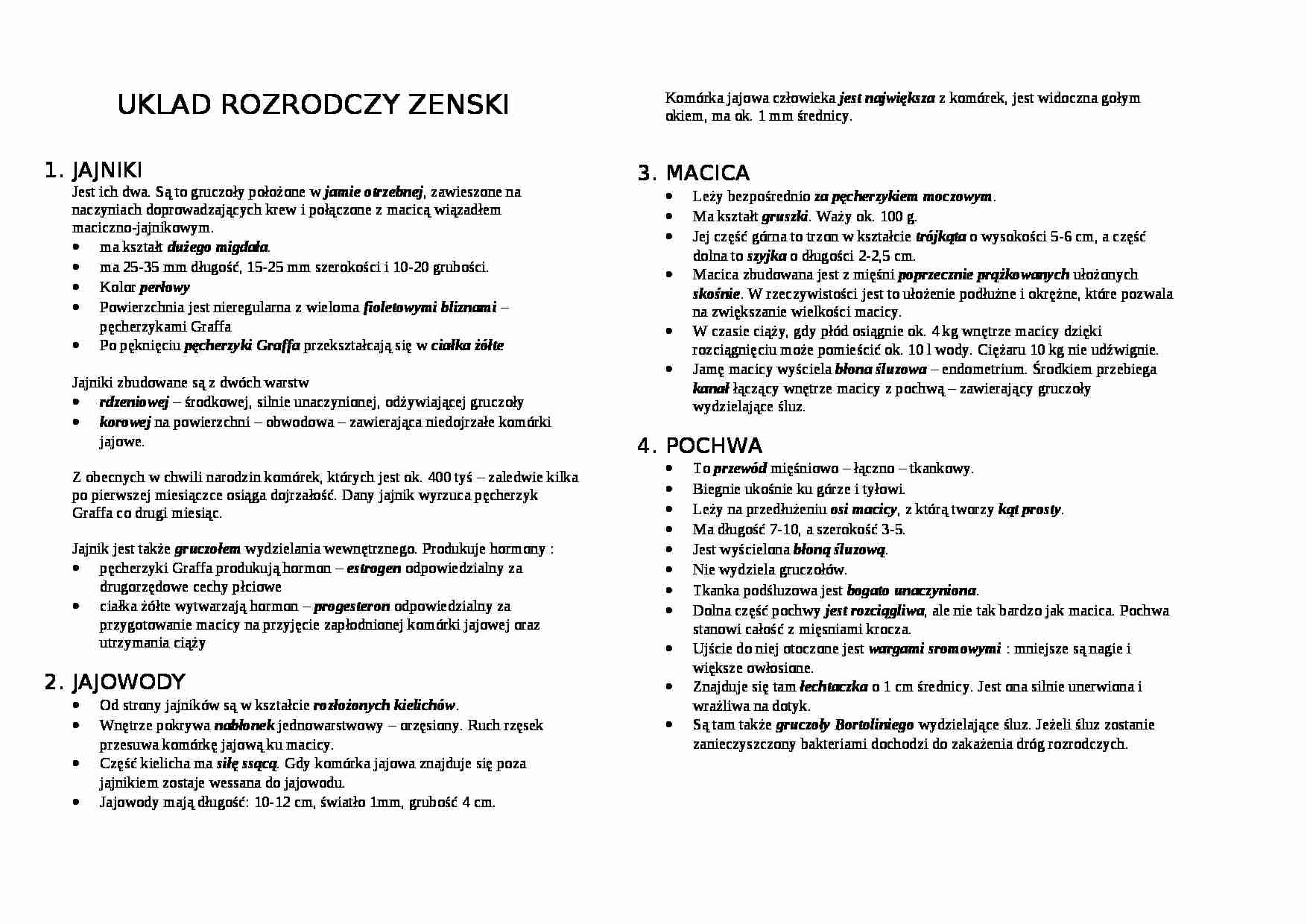 Układ rozrodczy żeński - strona 1
