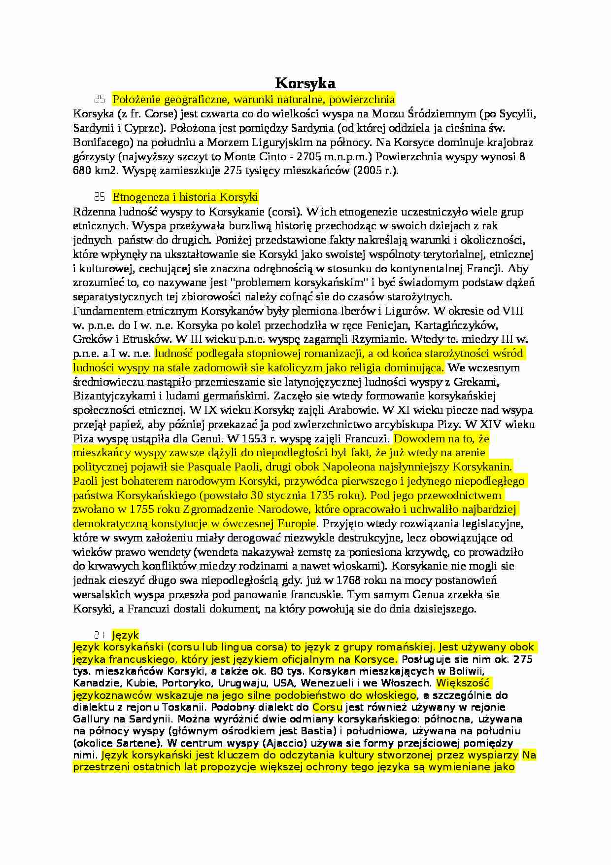 Korsyka - omówienie, historia - strona 1