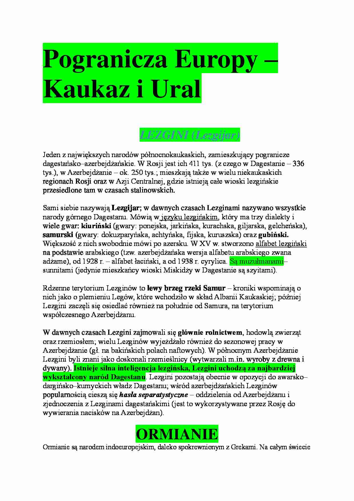 Pogranicza Europy - Kaukaz i Ural - strona 1