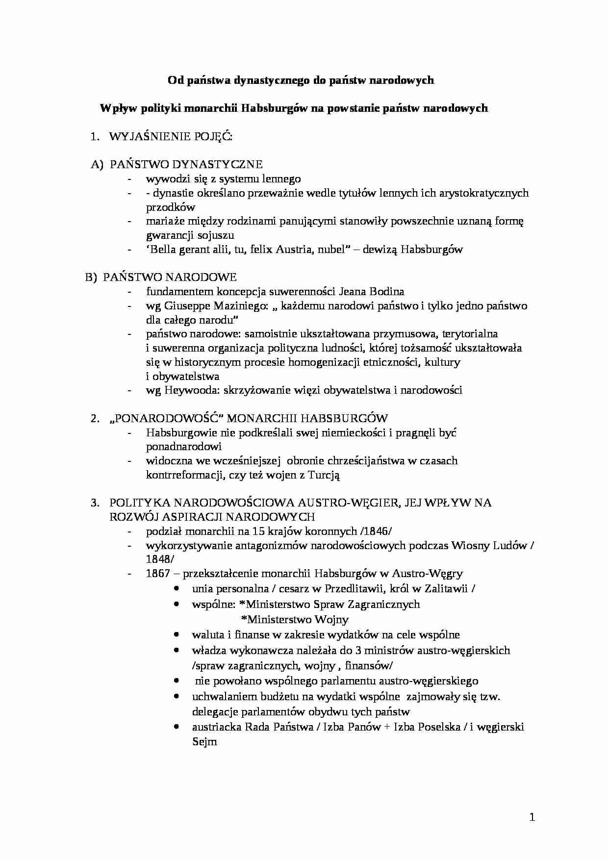Od państwa dynastycznego do państw narodowych - strona 1