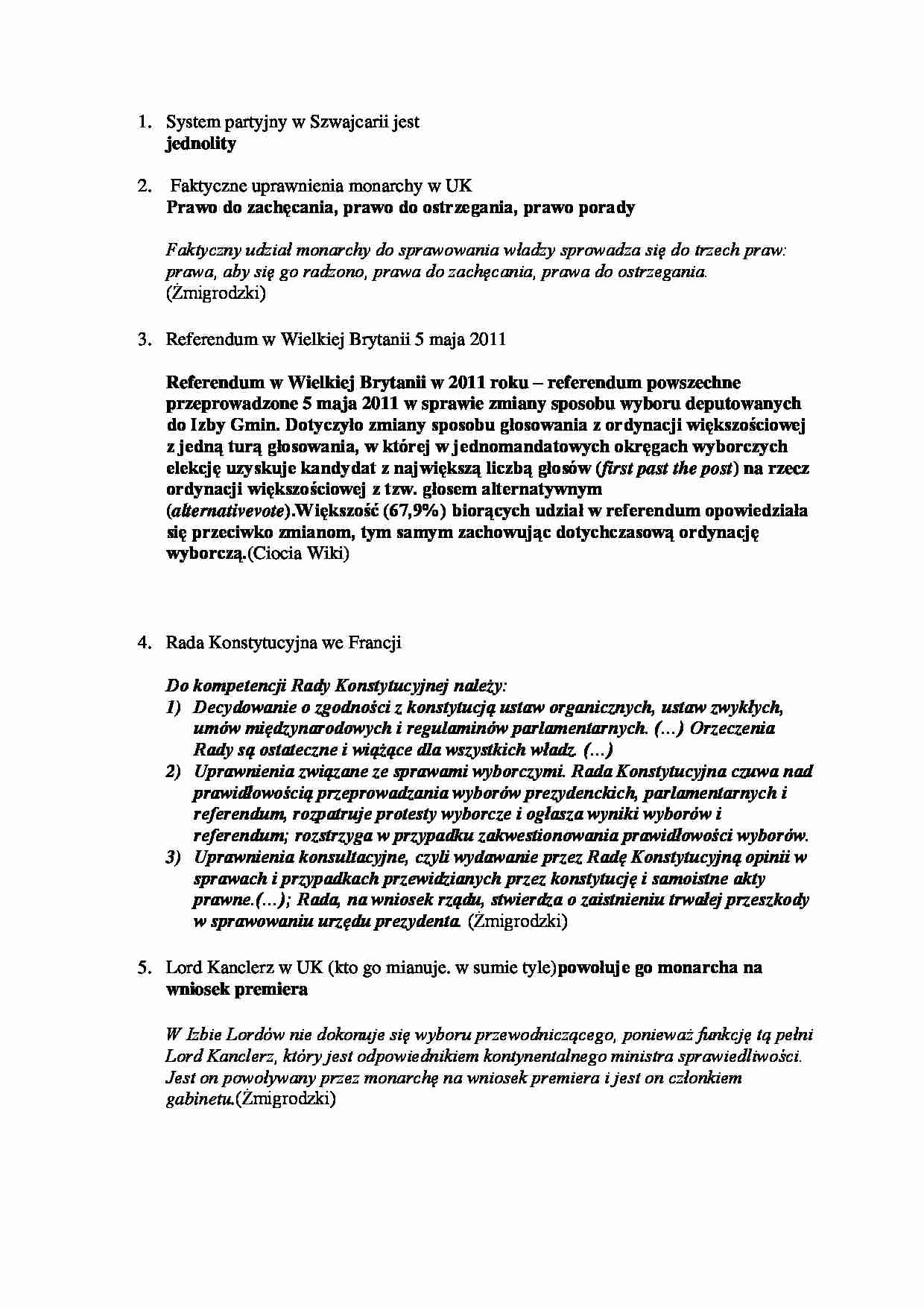 Systemy polityczne - omowienie - strona 1