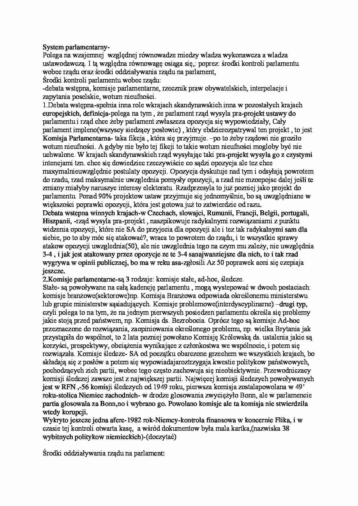 System parlamentarny - omówienie - strona 1