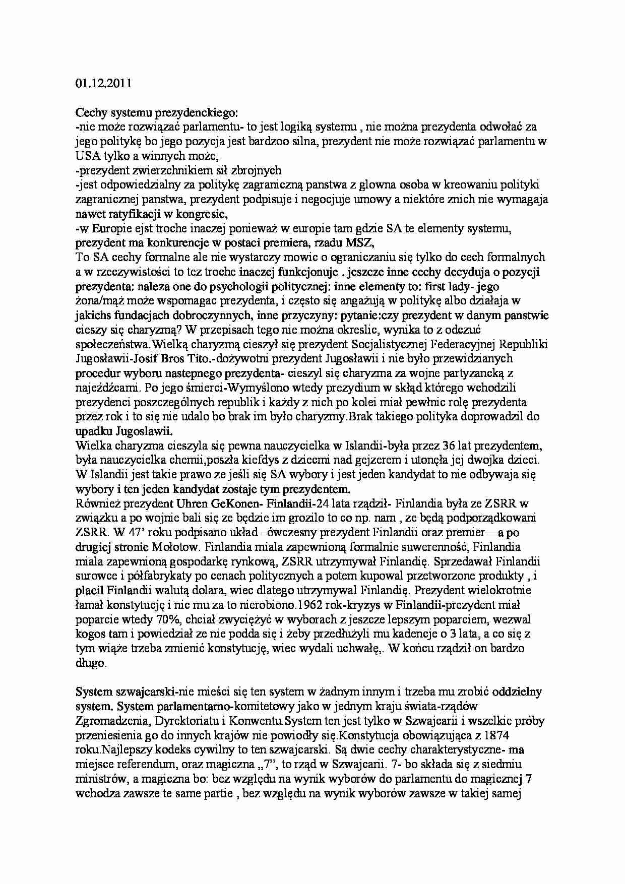 System prezydencki - wykład - strona 1