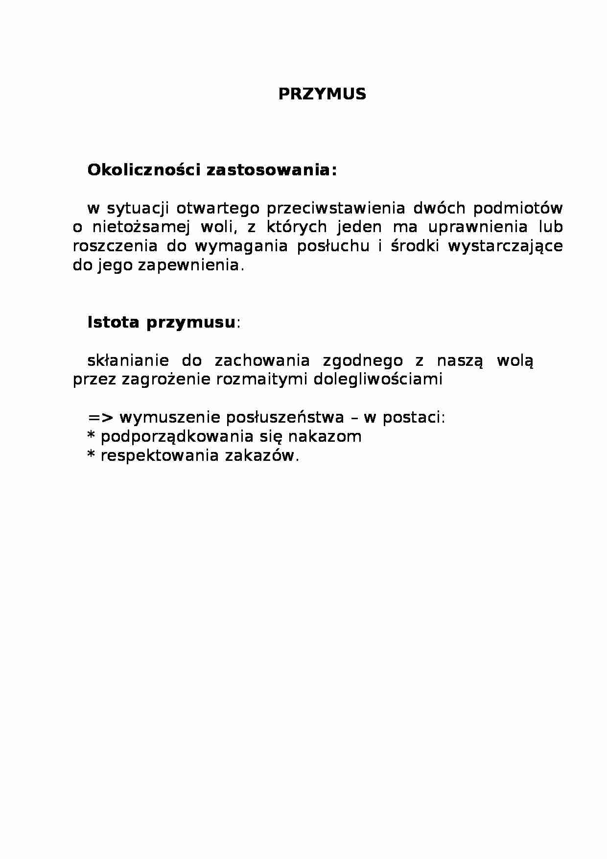 Przymus - szczegółowe opracowanie zagadnienia - strona 1