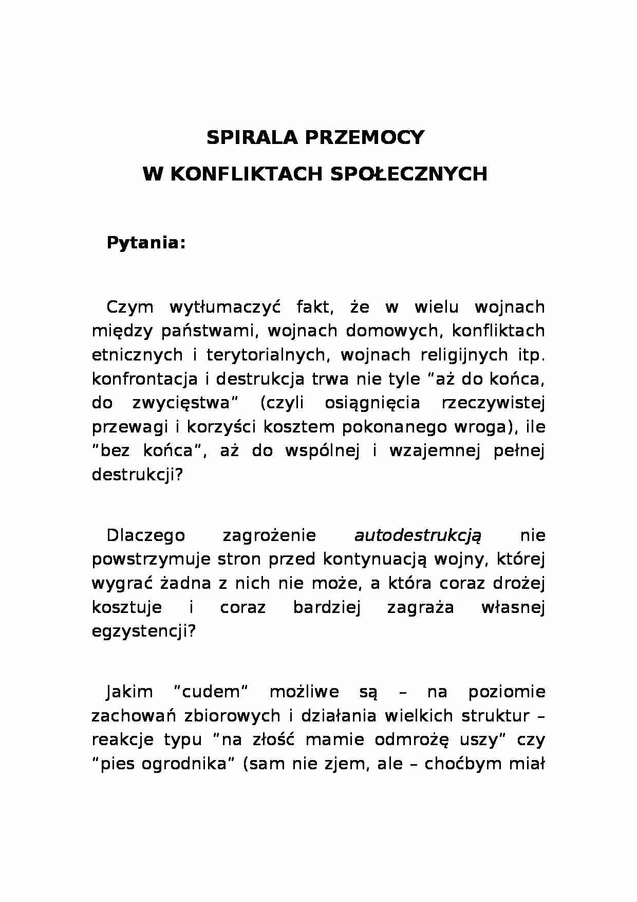 Spirala przemocy w konfliktach społecznych - strona 1
