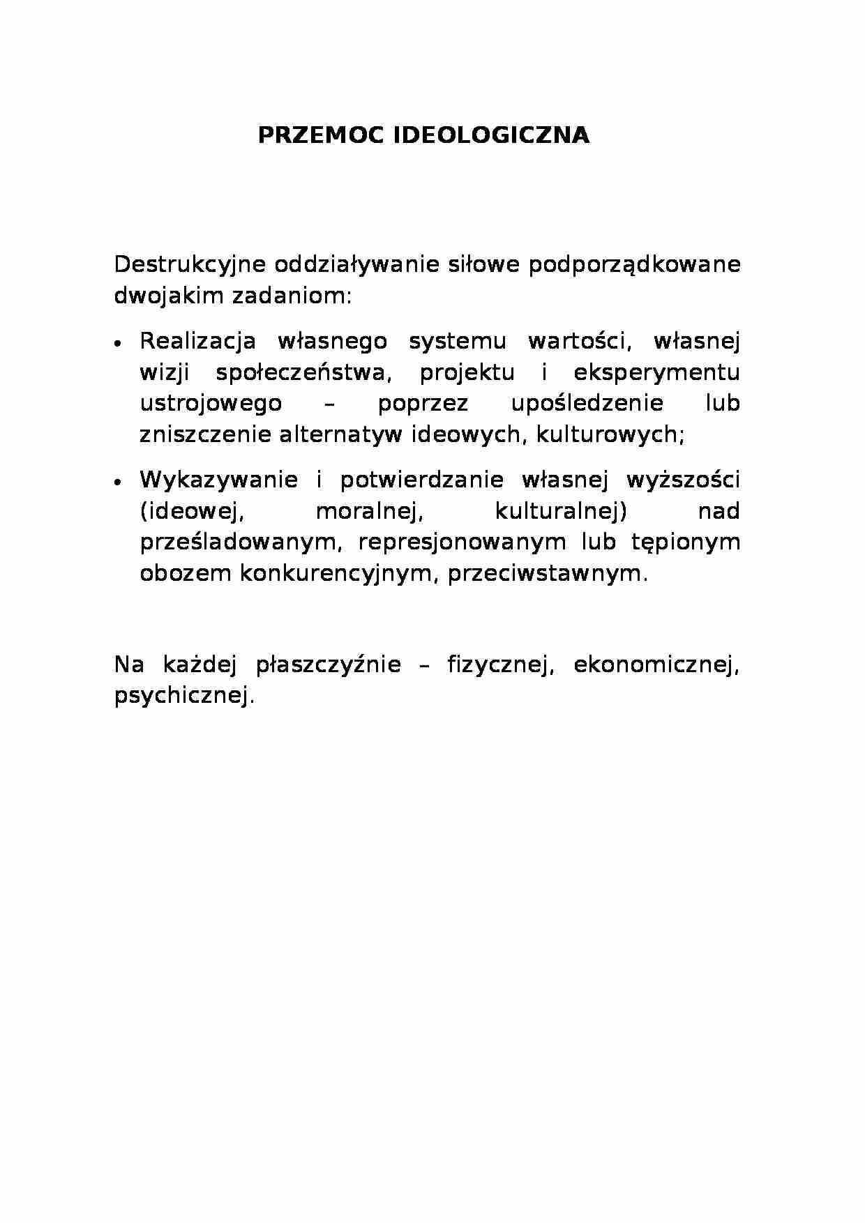 Przemoc ideologiczna - omówienie - strona 1