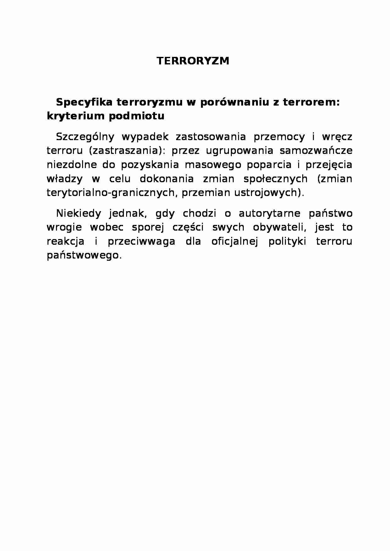 Terroryzm - omówienie zagadnienia - strona 1