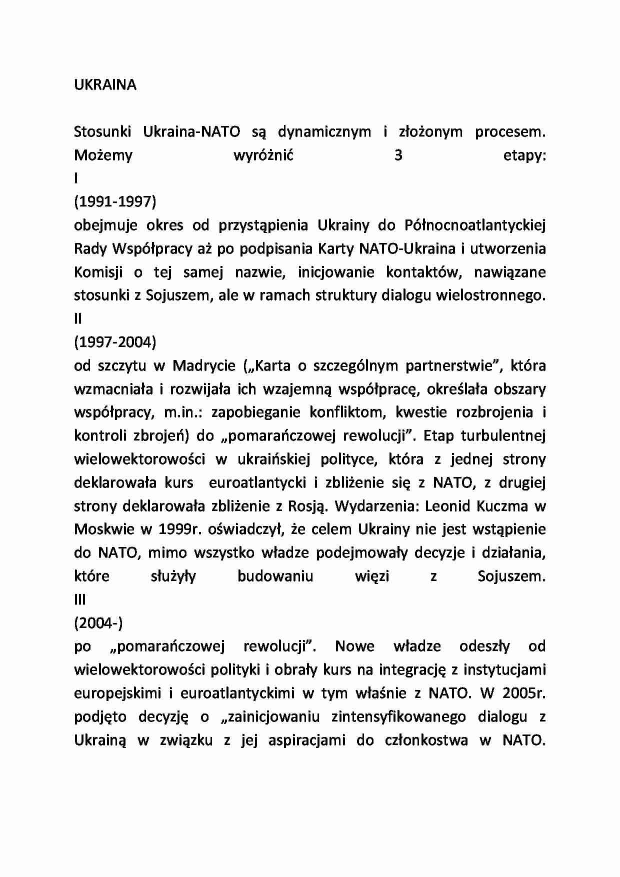 Perspektywy Ukrainy, Gruzji - NATO - strona 1