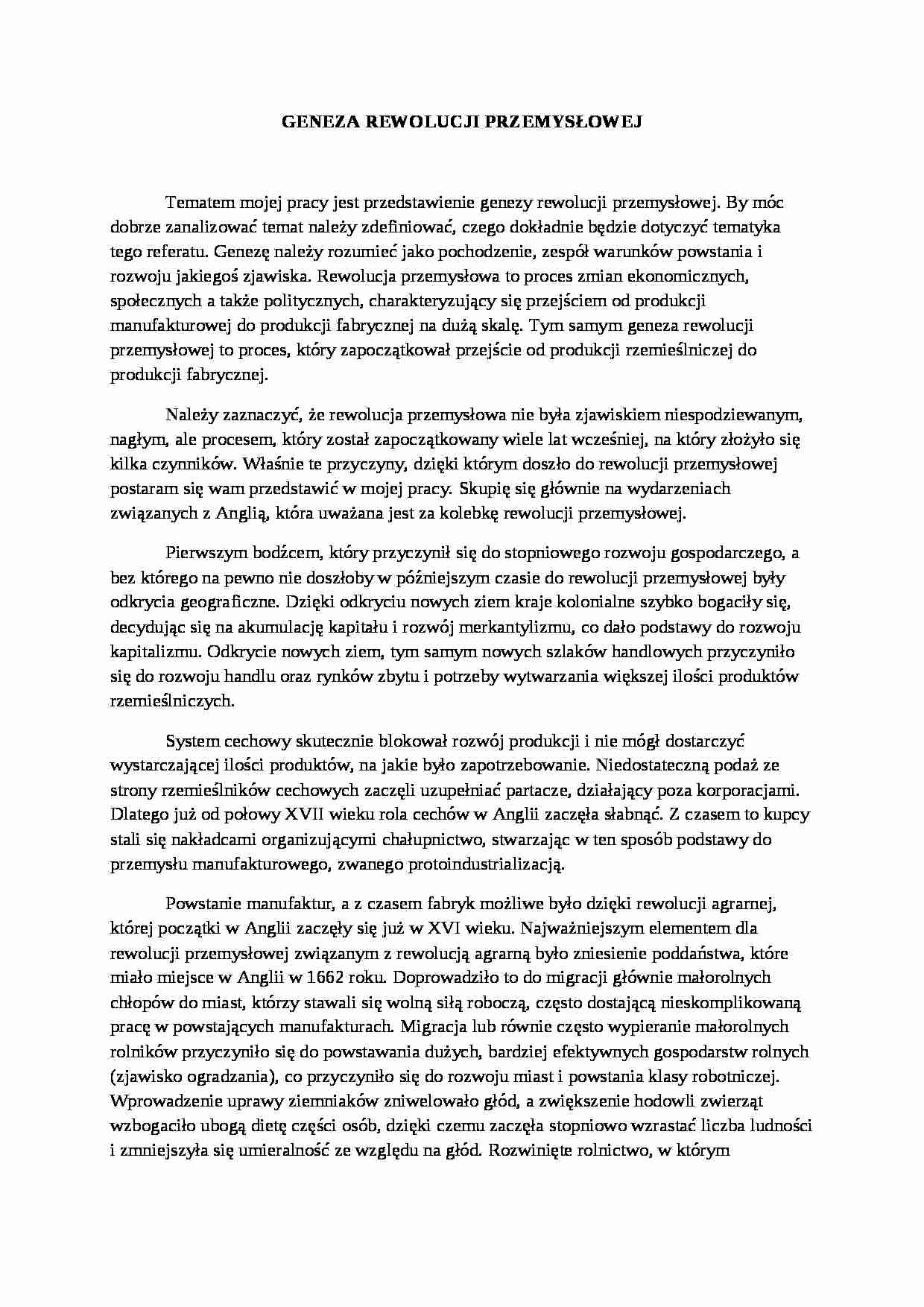 Geneza rewolucji przemyslowej - strona 1
