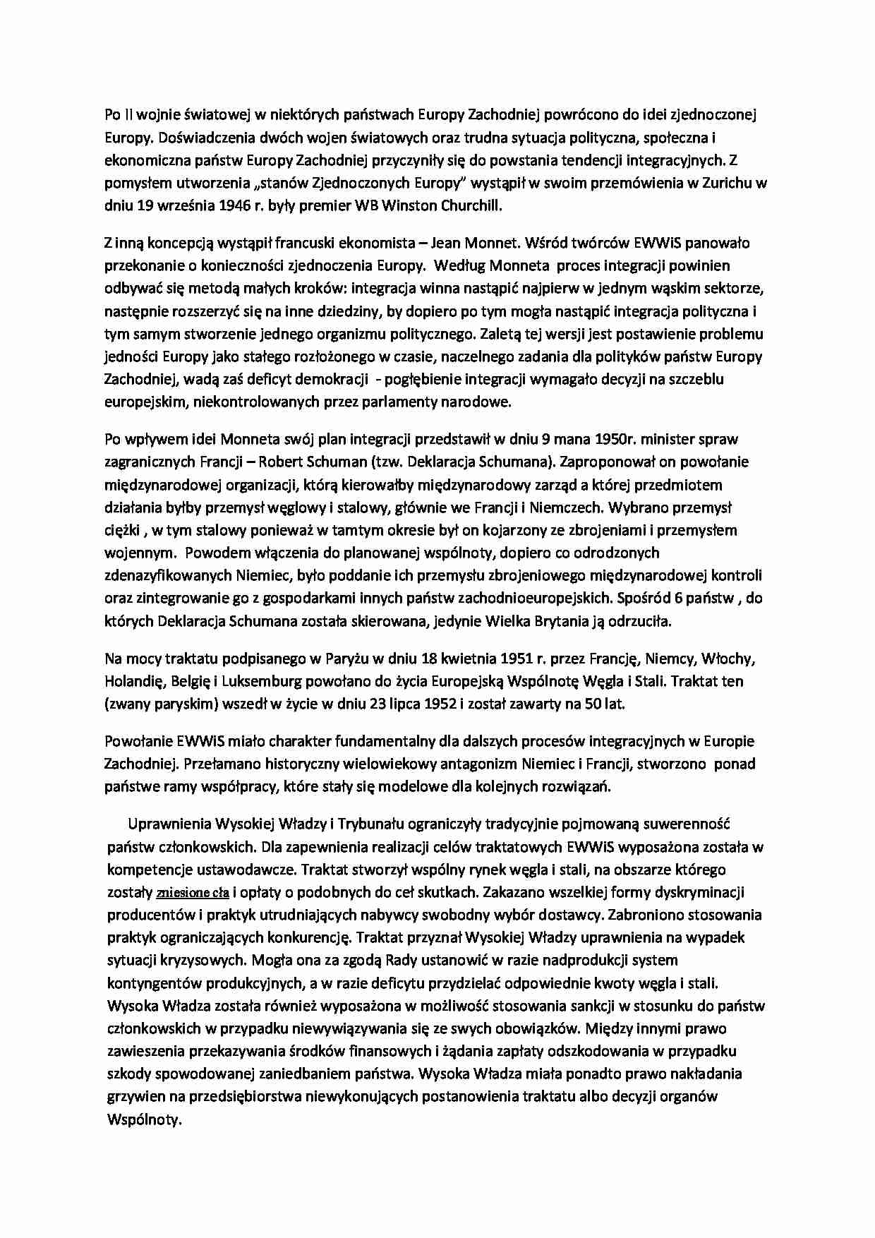 Europejska wspólnota węgla i stali - strona 1
