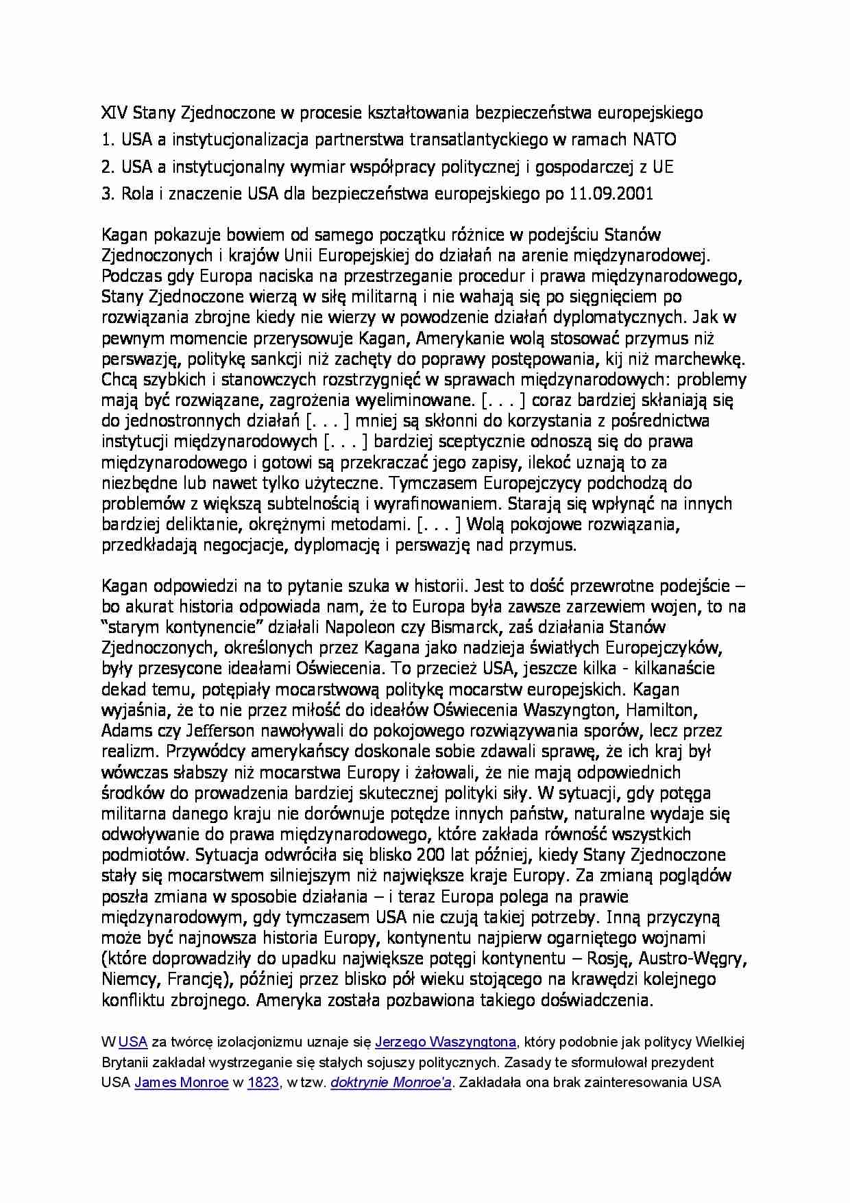 Stany Zjednoczone w procesie kształtowania bezpieczeństwa europejskiego - strona 1