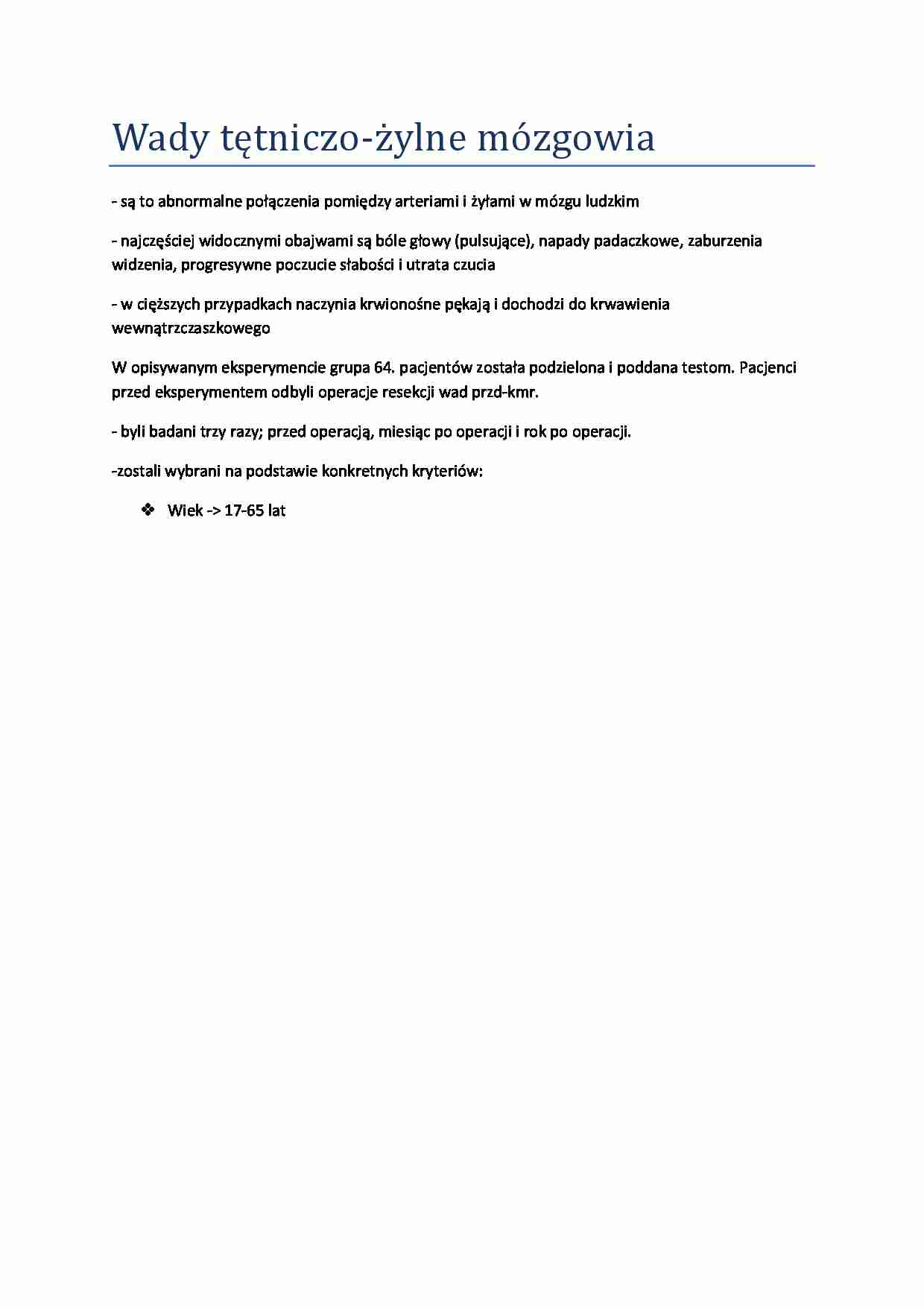 Wady tętniczo-żylne mózgowia - strona 1