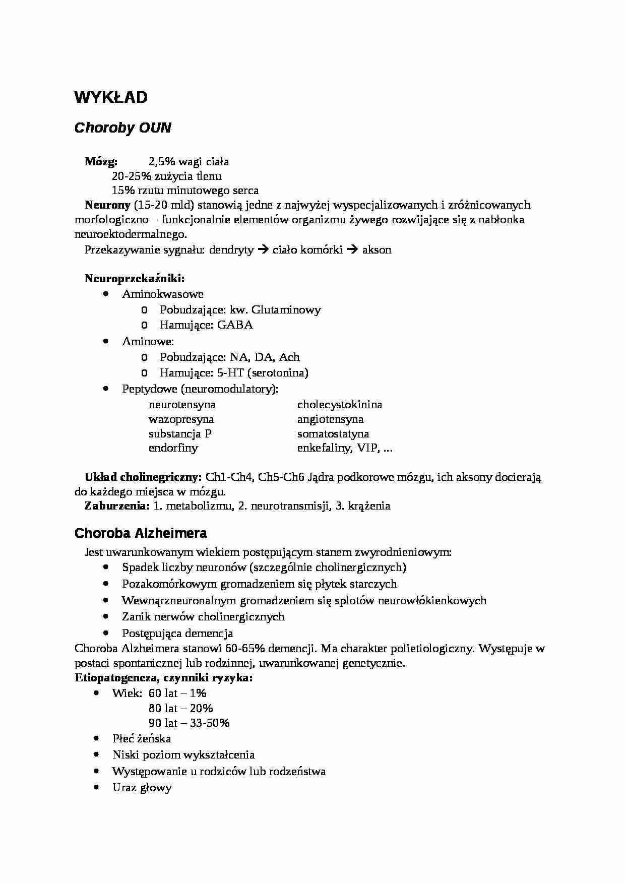 Choroby ośrodkowego układu nerwowego - wykład - strona 1