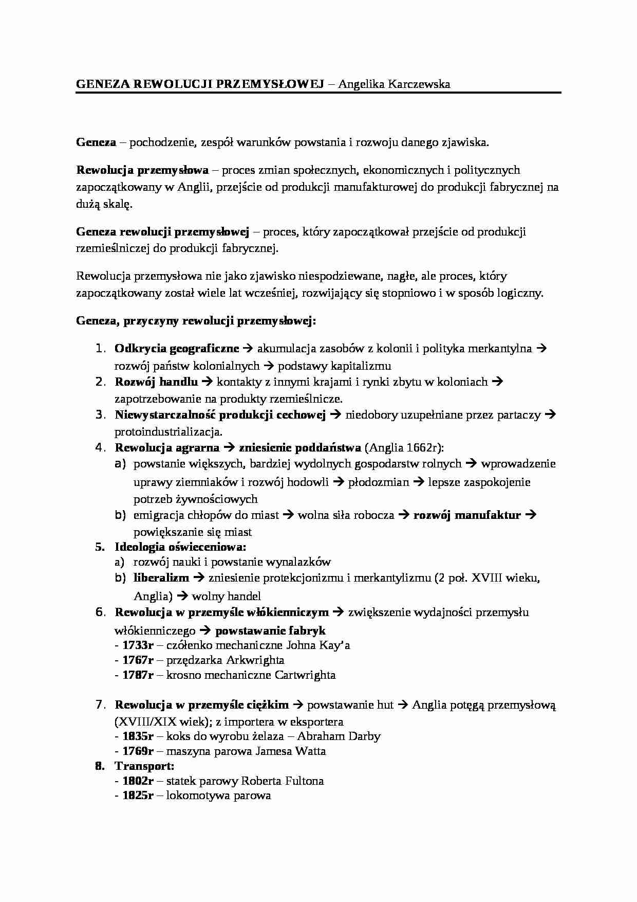 Geneza rewolucji przemysłowej - Ideologia oświeceniowa - strona 1