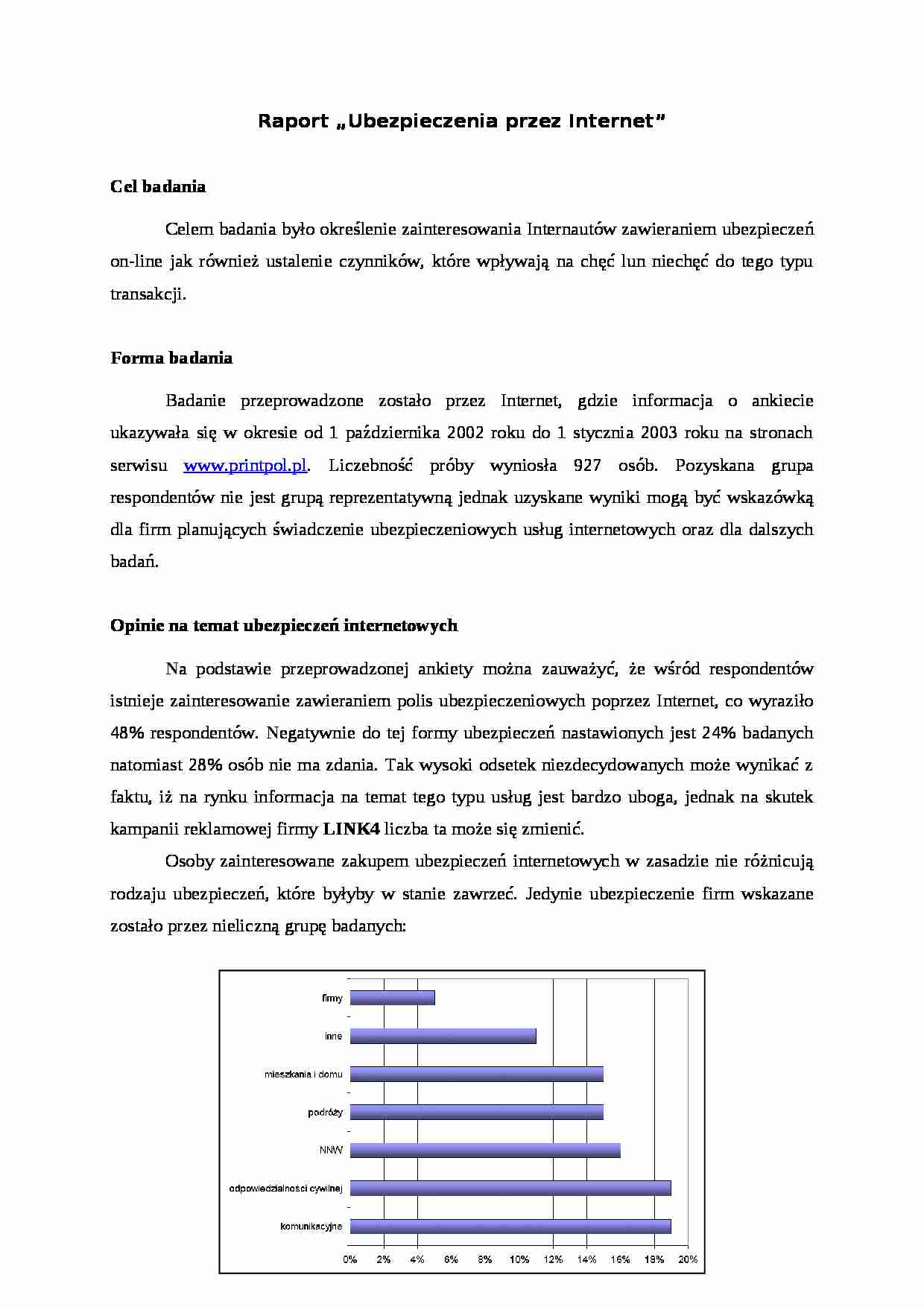 Raport ?Ubezpieczenia przez Internet? - strona 1