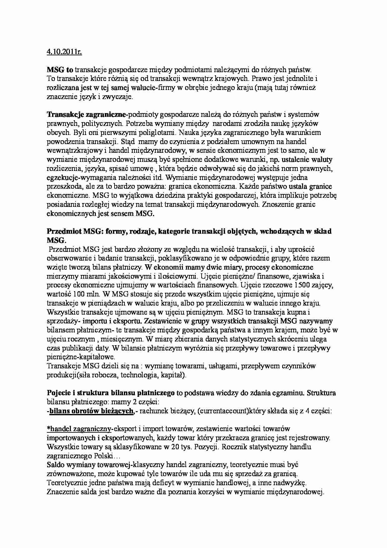 Międzynarodowe Stosunki Gospodarcze - transakcje - strona 1