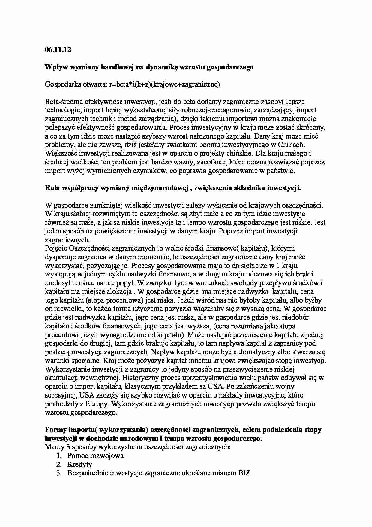 Wymiana handlowa miedzynarodowa - wykład - strona 1