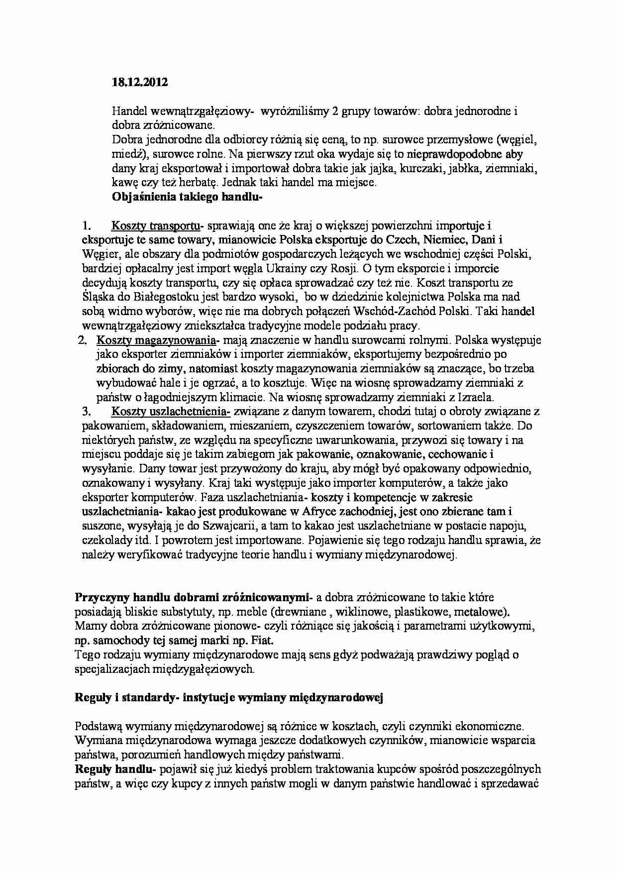 Handel wewnątrzgałęziowy - wykład - strona 1