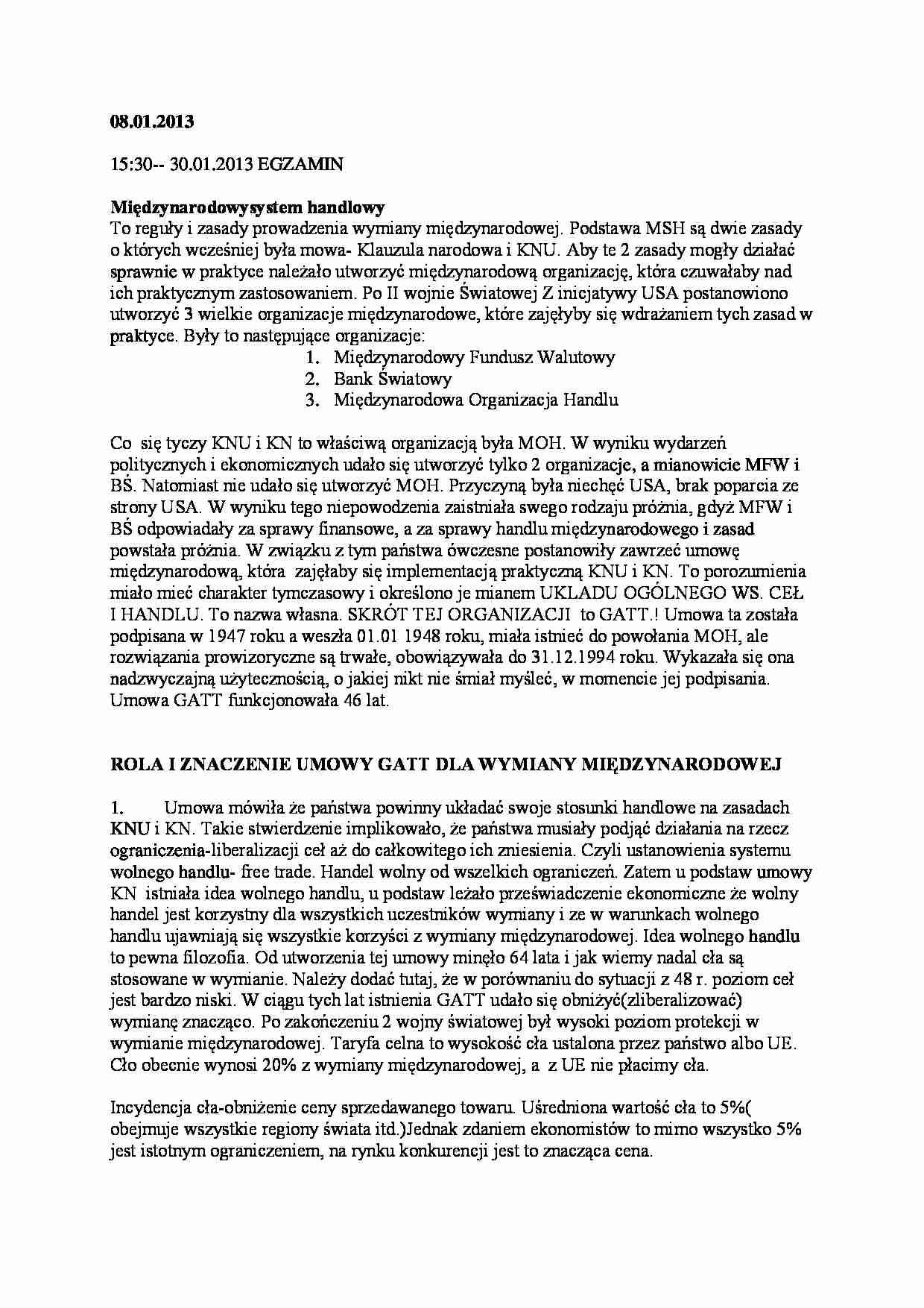 Międzynarodowy system handlowy - wykład - strona 1