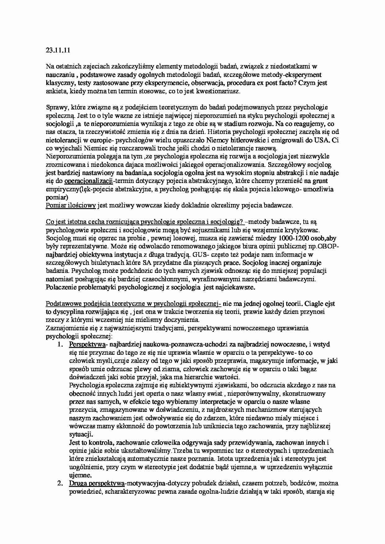  cecha różnicująca psychologie społeczna i socjologię - strona 1