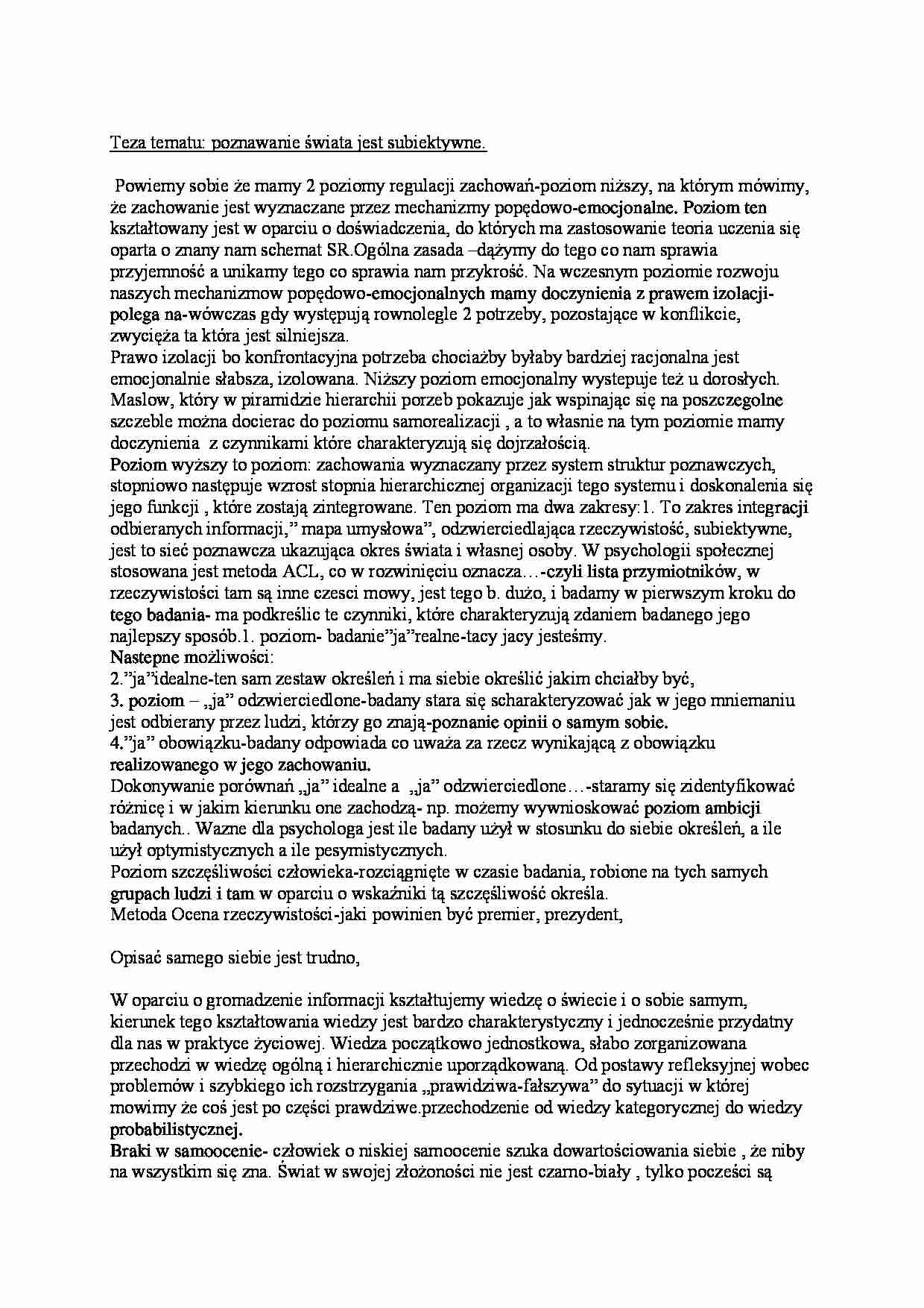 Subiektywne poznawanie świata - strona 1
