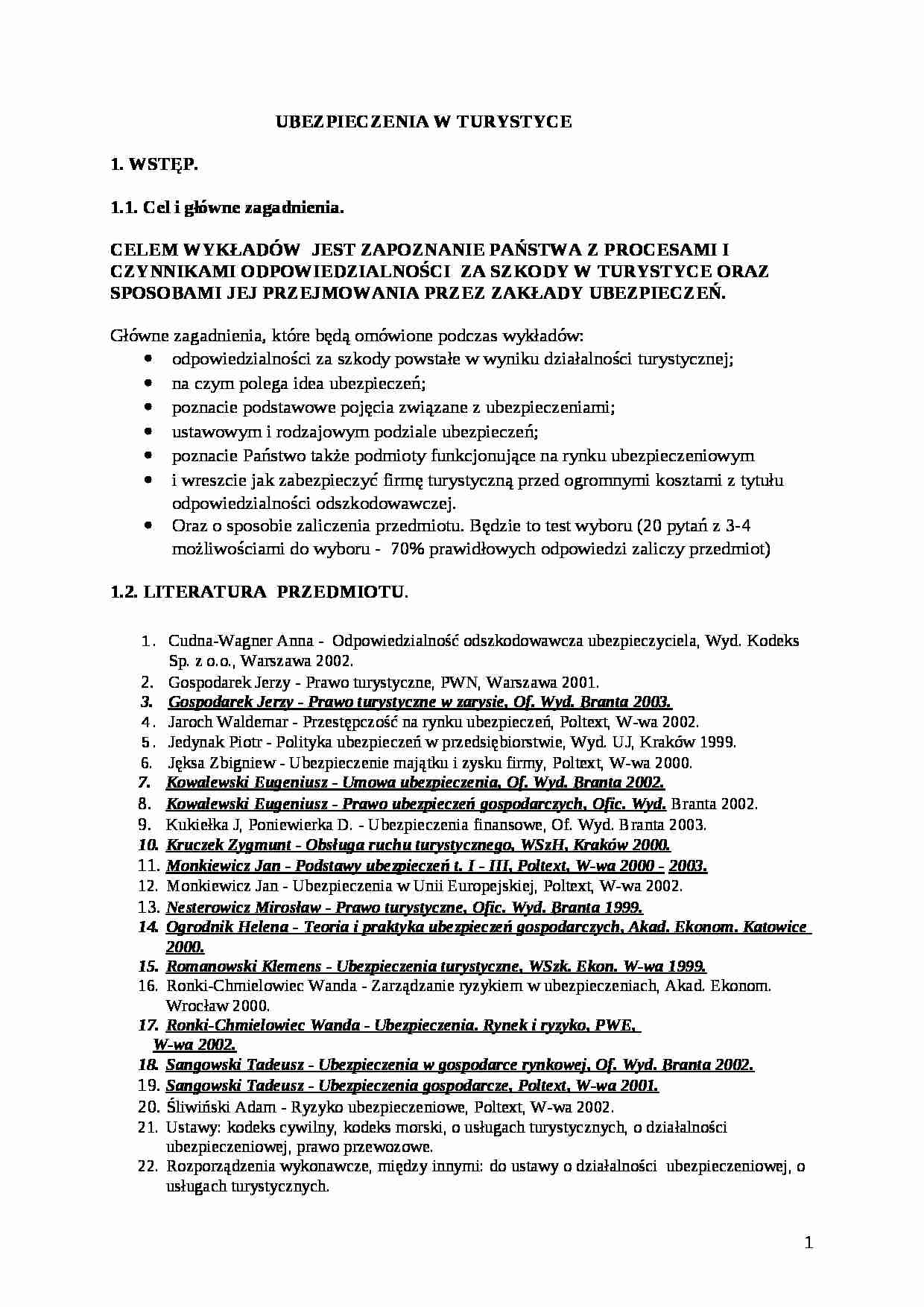 Ubezpieczenia w turystyce - strona 1