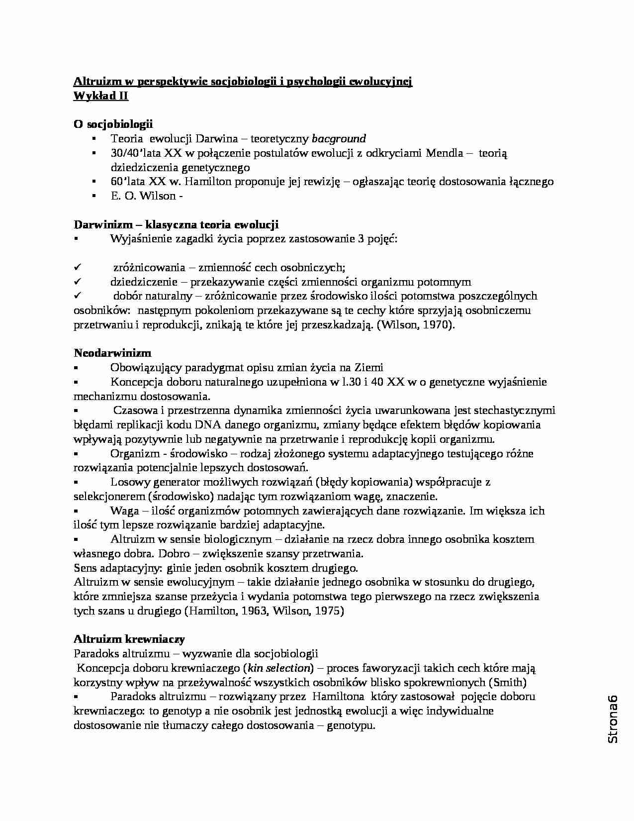 Altruizm w perspektywie socjobiologii i psychologii ewolucyjnej - strona 1