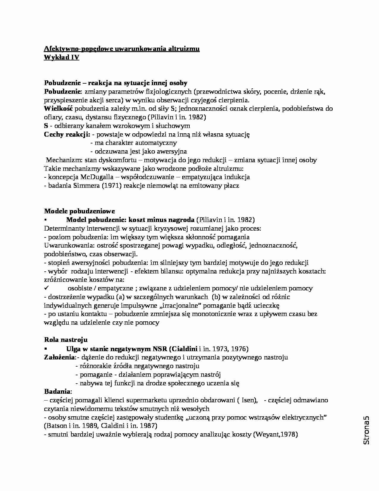 Popędowe uwarunkowania altruizmu - wykład - strona 1