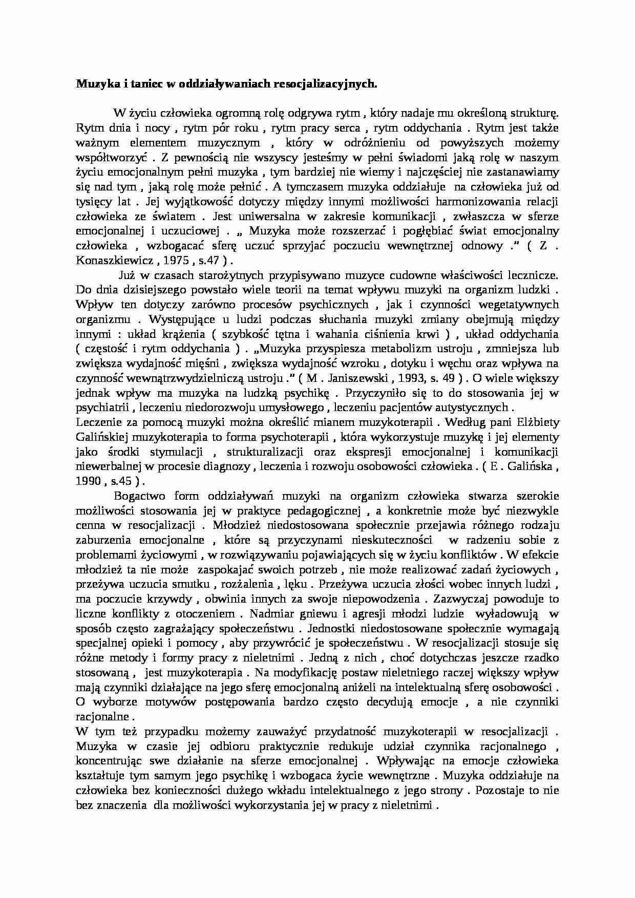 Muzyka i taniec w oddziaływaniach resocjalizacyjnych - strona 1