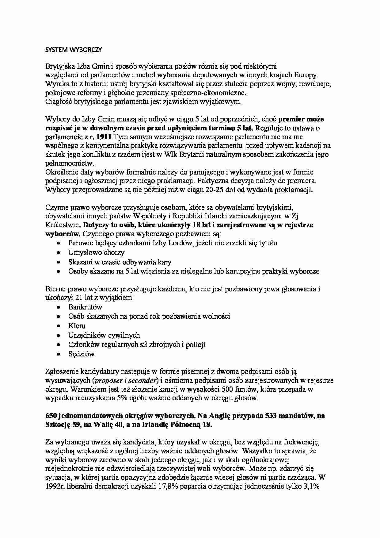 System wyborczy w Wielkiej Brytanii - strona 1