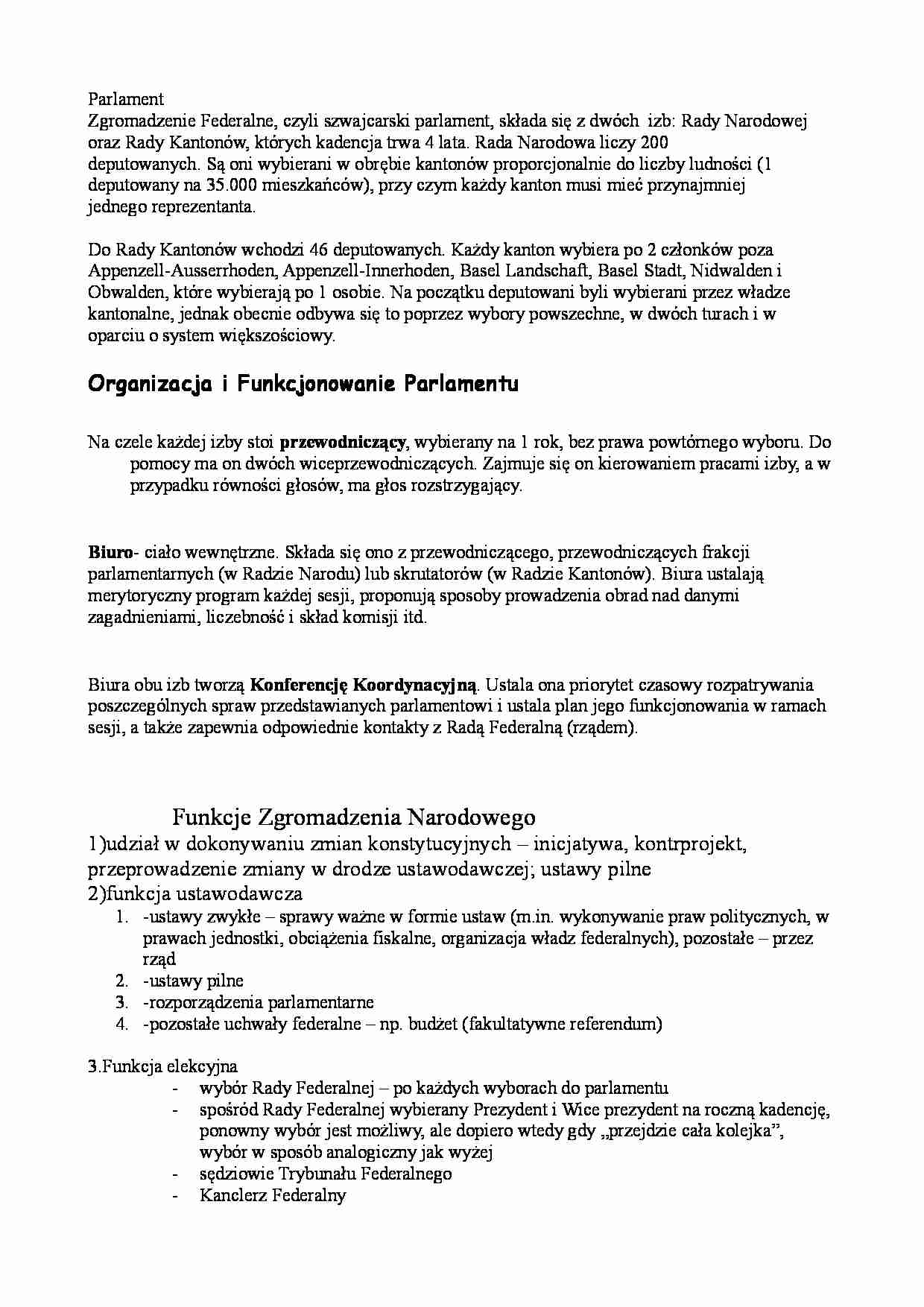 Szwajcaria - system polityczny  - strona 1