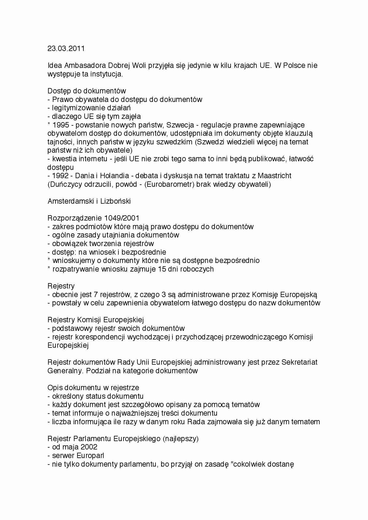 Ambasador Dobrej Woli w Unii  Europejskiej - strona 1