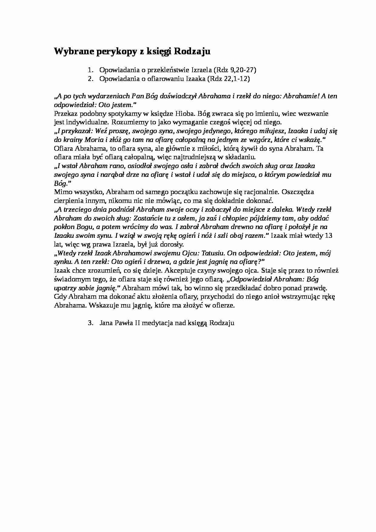 Wybrane perykopy z księgi Rodzaju - strona 1