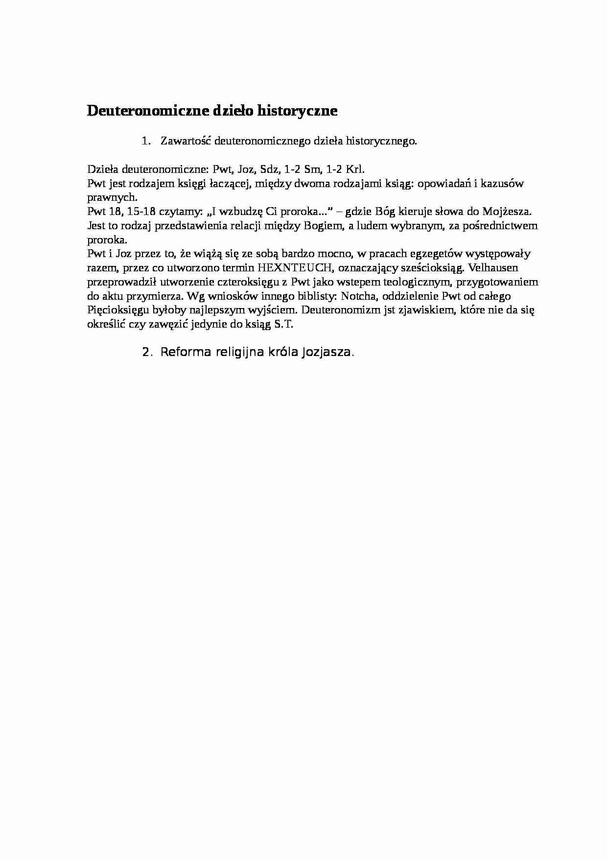Deuteronomiczne dzieło historyczne - strona 1