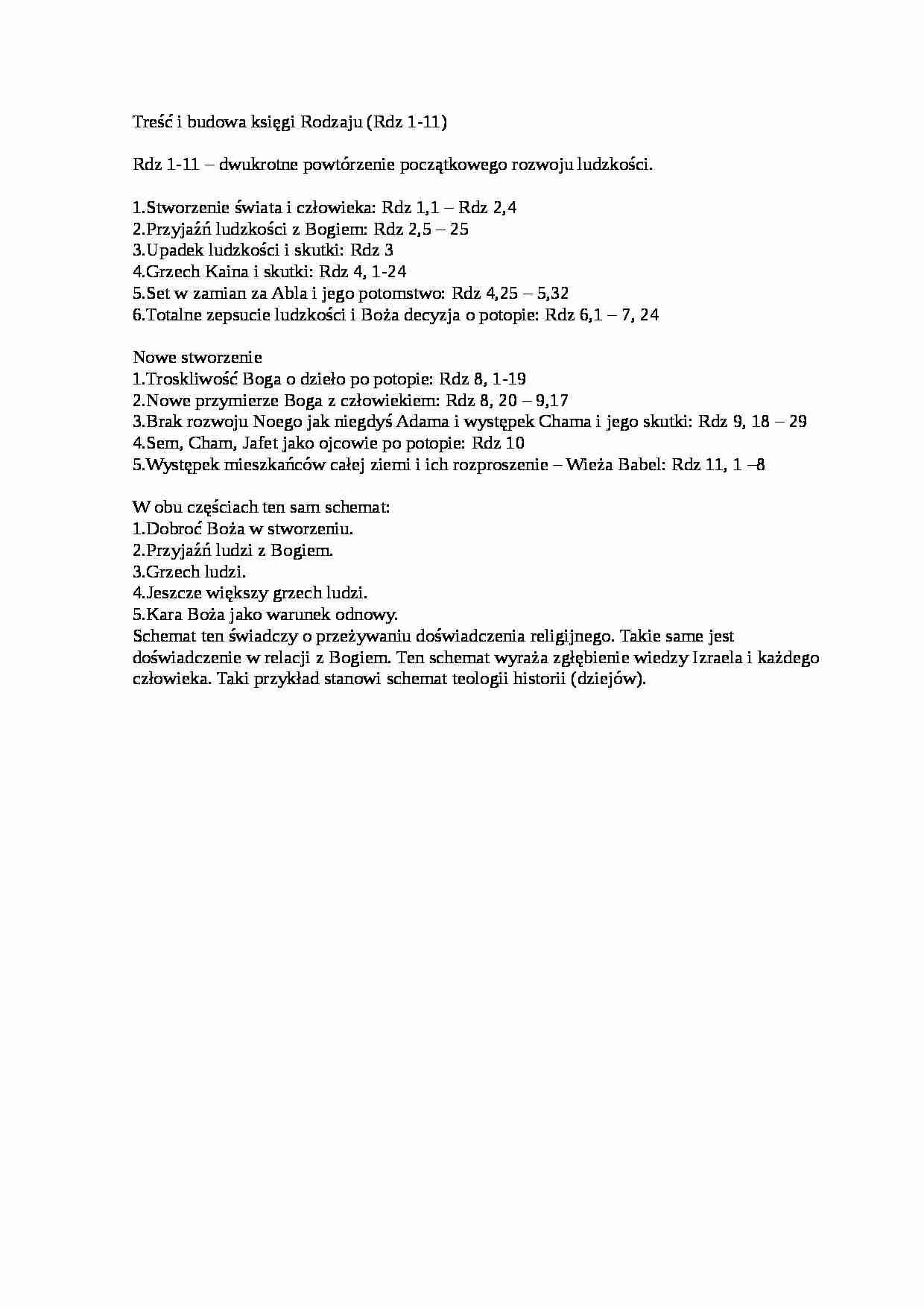 Treść i budowa księgi Rodzaju - strona 1