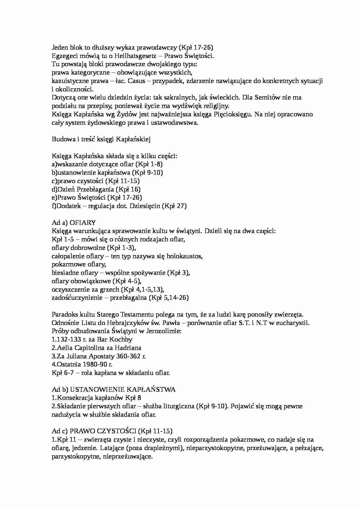 Budowa i treść księgi Kapłańskiej - strona 1