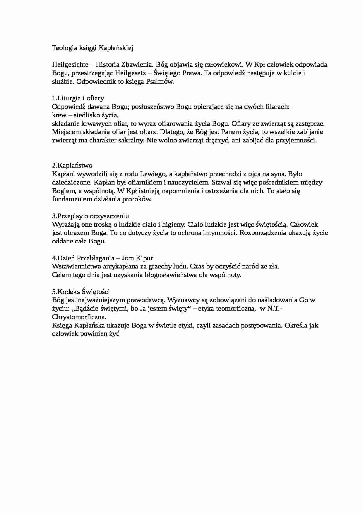 Teologia księgi Kapłańskiej - strona 1